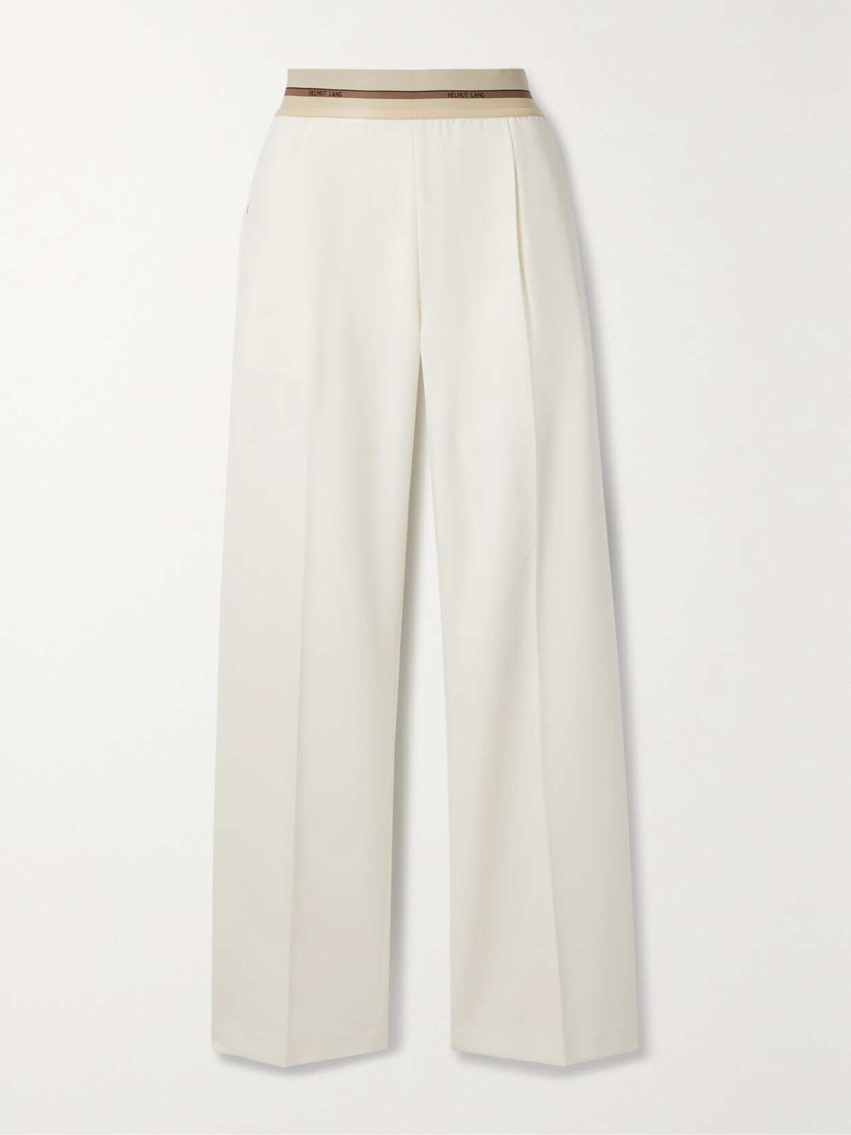 Helmut Lang - Pleated Jacquard-trimmed Stretch-twill Straight-leg Pants - Ivory