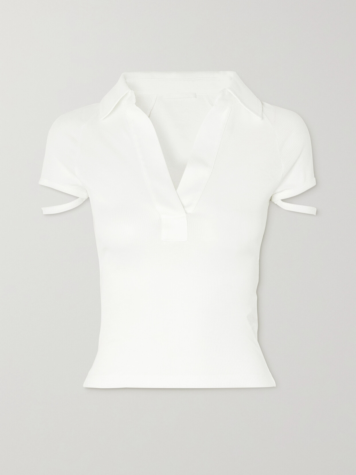 Helmut Lang - Cutout Ribbed Cotton Top - White