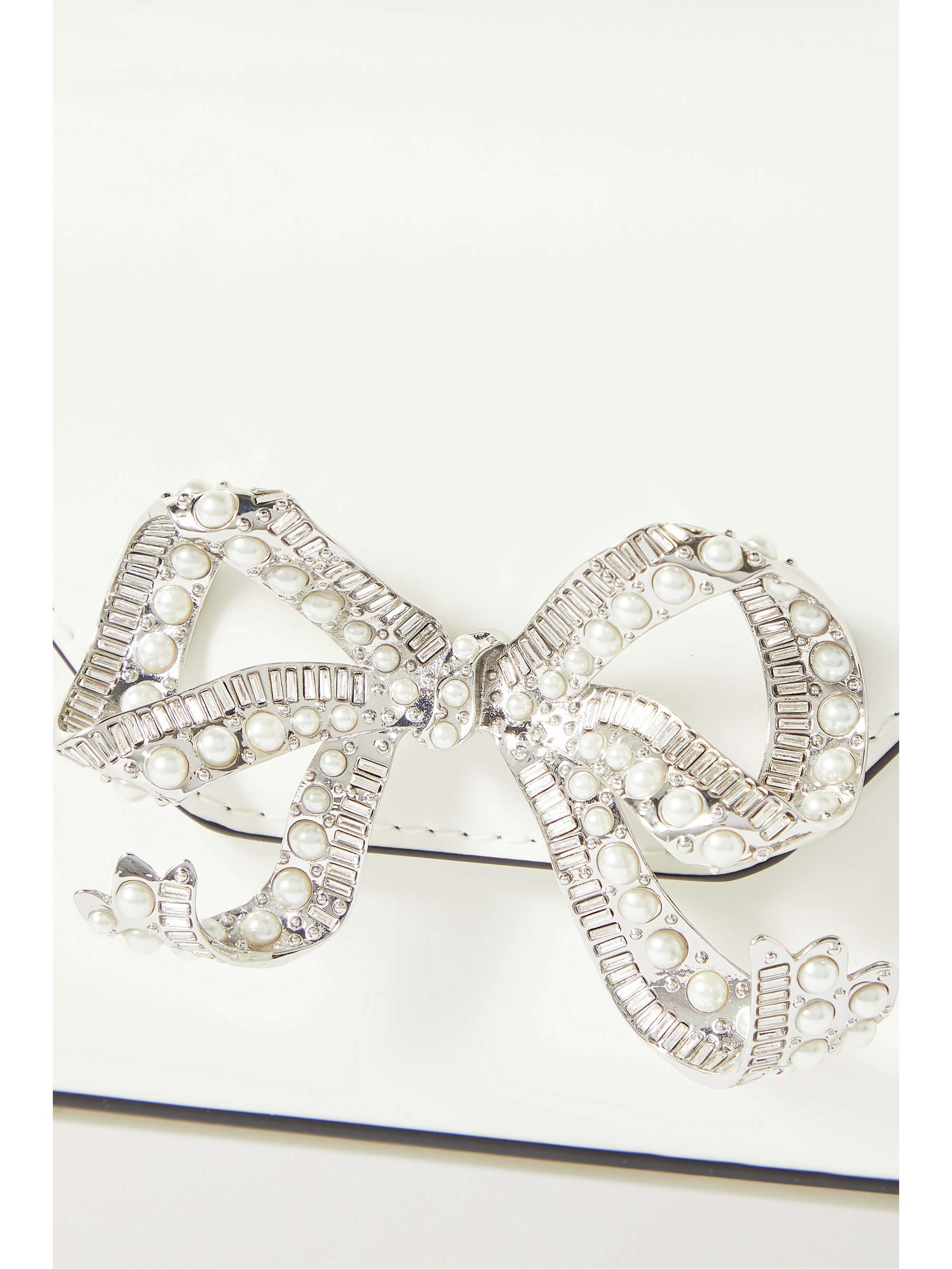 SELF-PORTRAIT Bow-detailed embellished leather shoulder bag