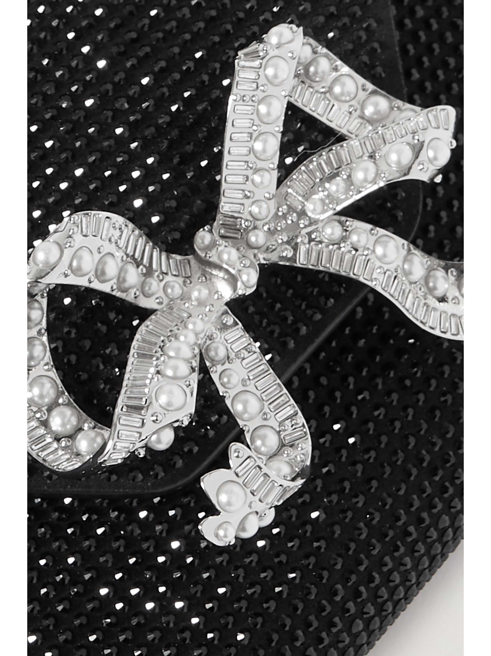 SELF-PORTRAIT Bow-detailed embellished suede shoulder bag
