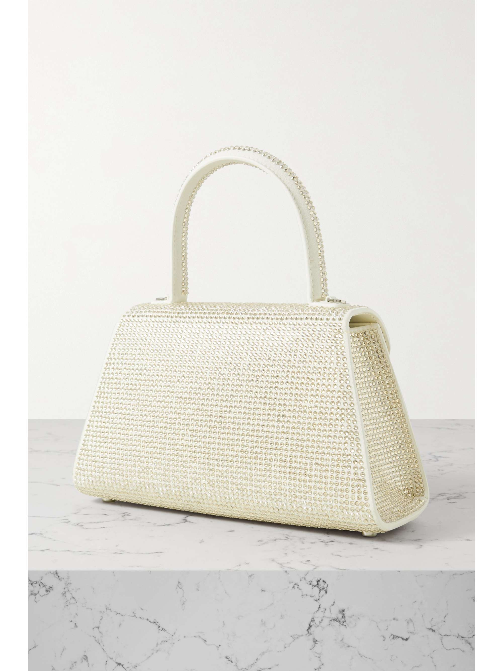 Beige Bow-detailed embellished suede shoulder bag | SELF-PORTRAIT | NET ...