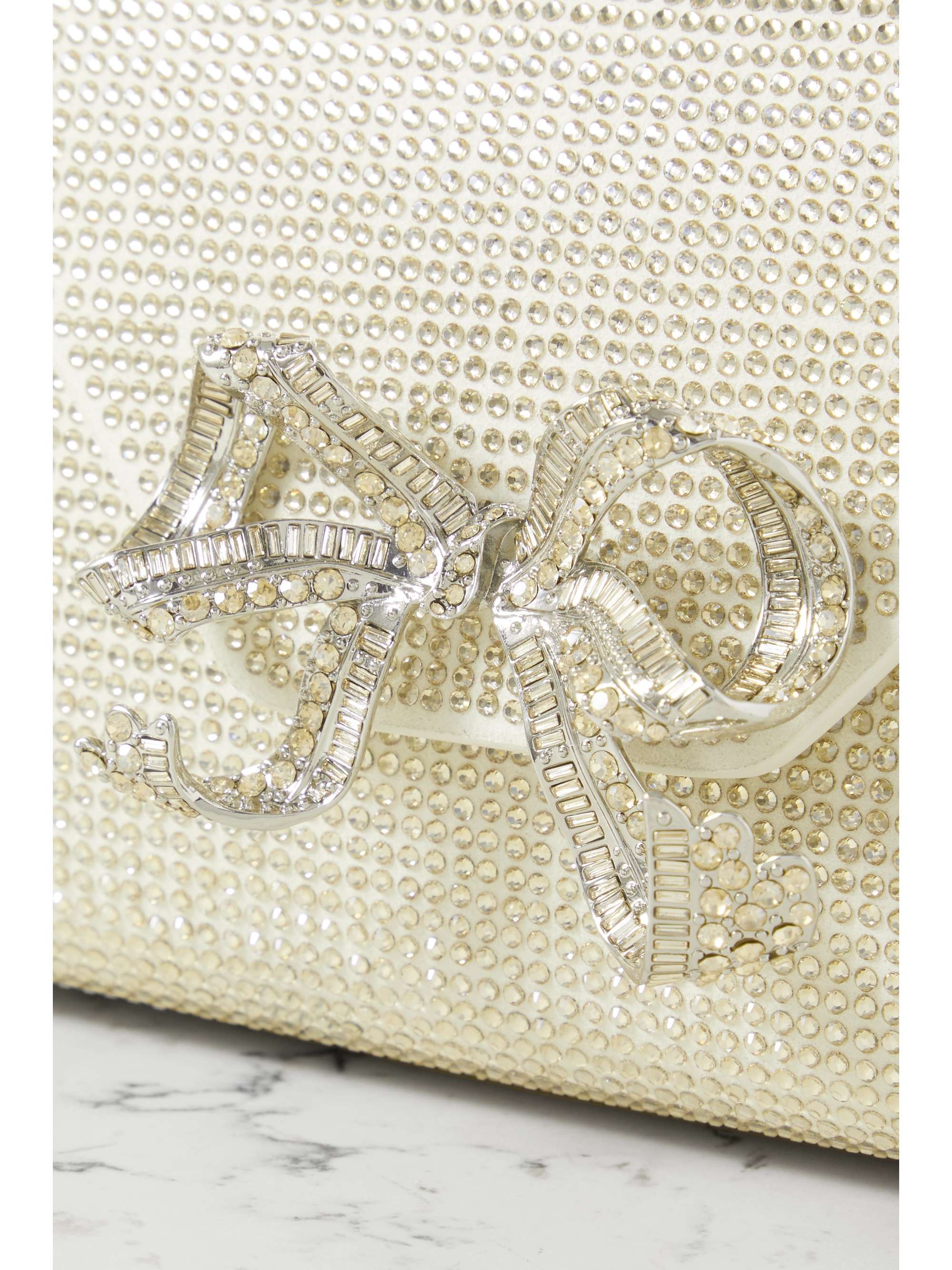 SELF-PORTRAIT Bow-detailed embellished suede shoulder bag
