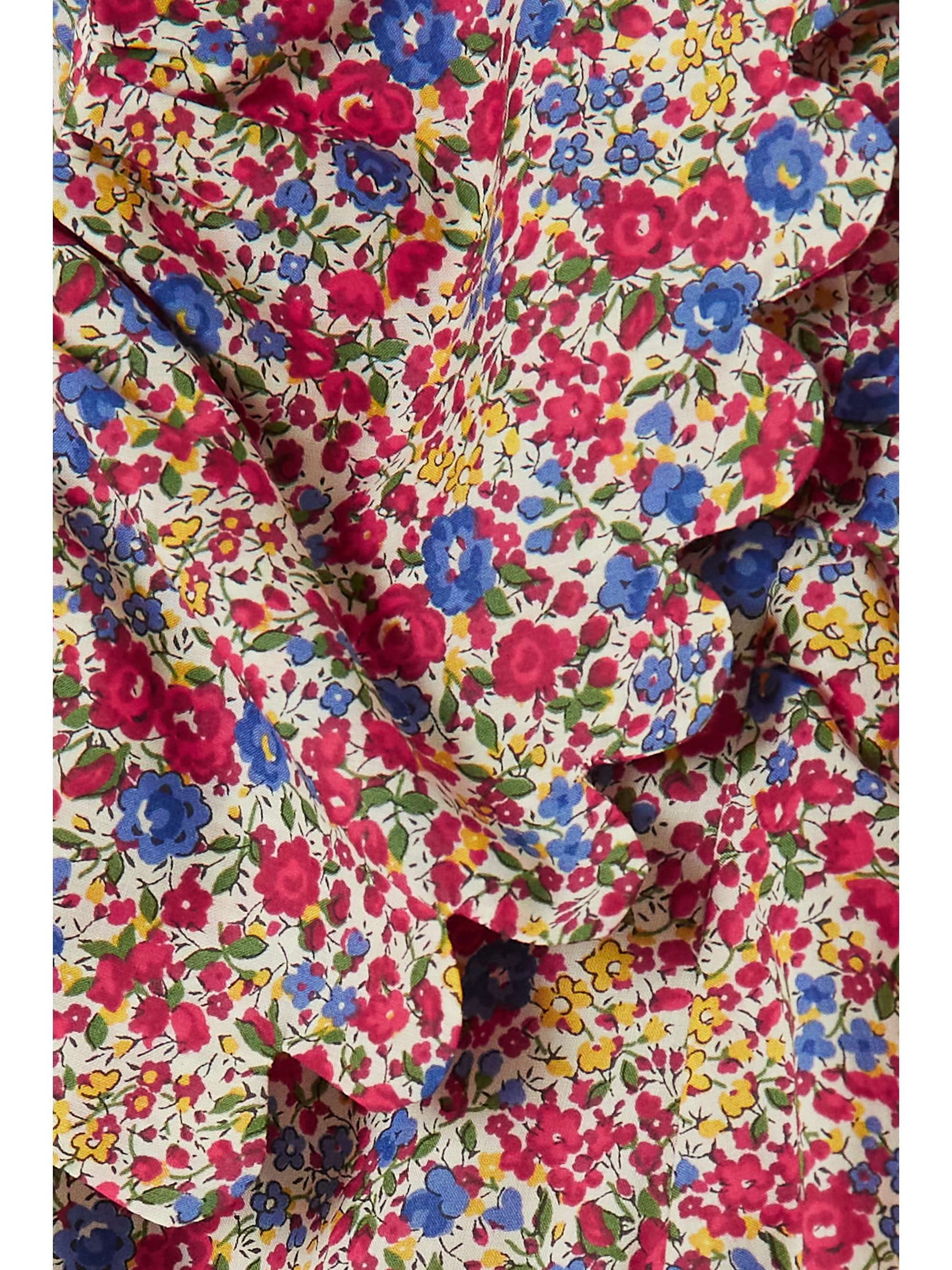HORROR VACUI Robe midi en coton à imprimé fleuri, volants, ceinture et festons Angela