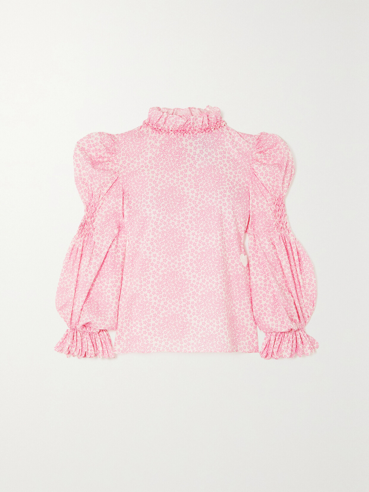 Horror Vacui - Claire Ruffled Floral-print Cotton Blouse - Pink