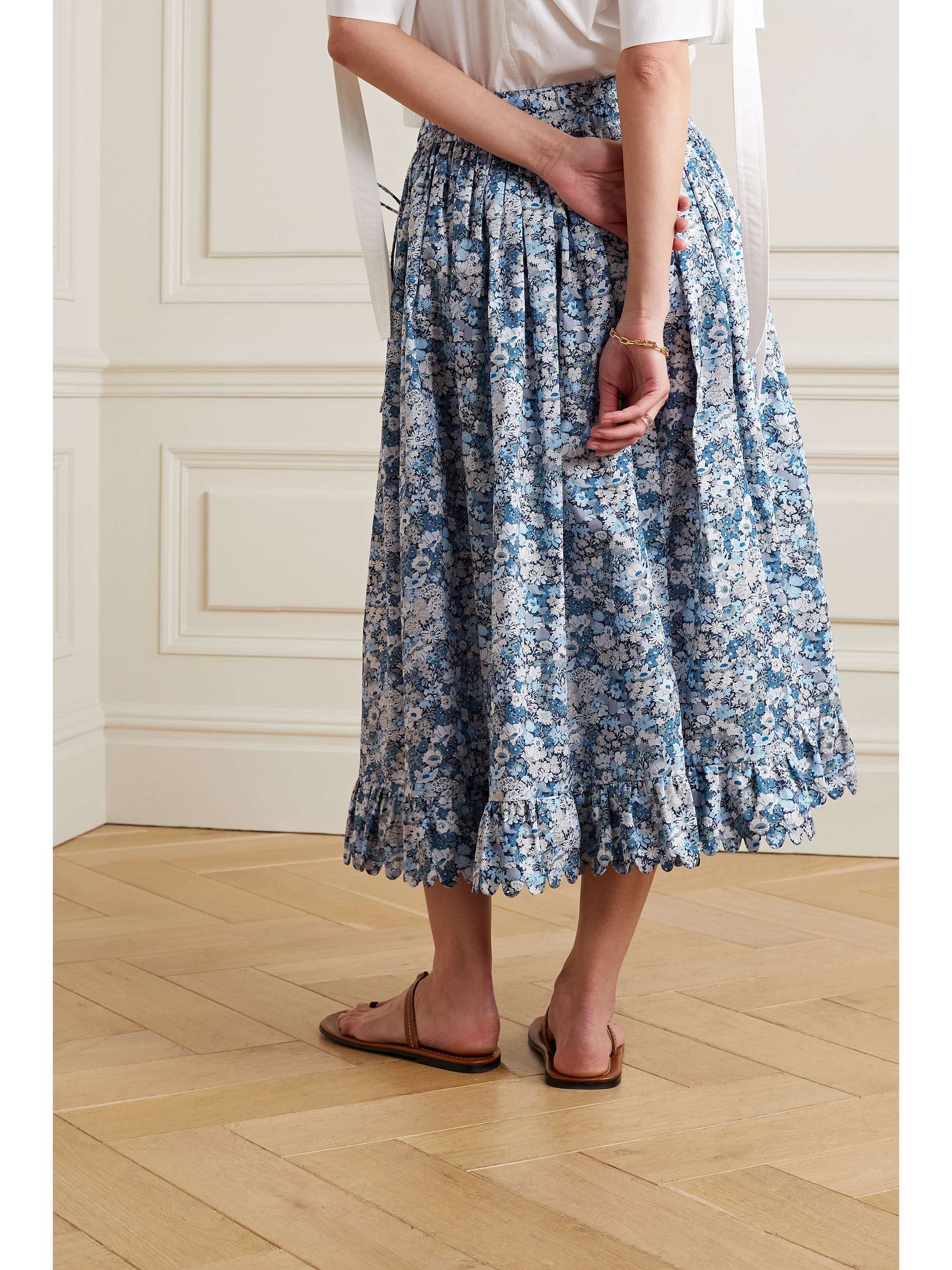HORROR VACUI Johan floral-printed cotton-poplin midi skirt