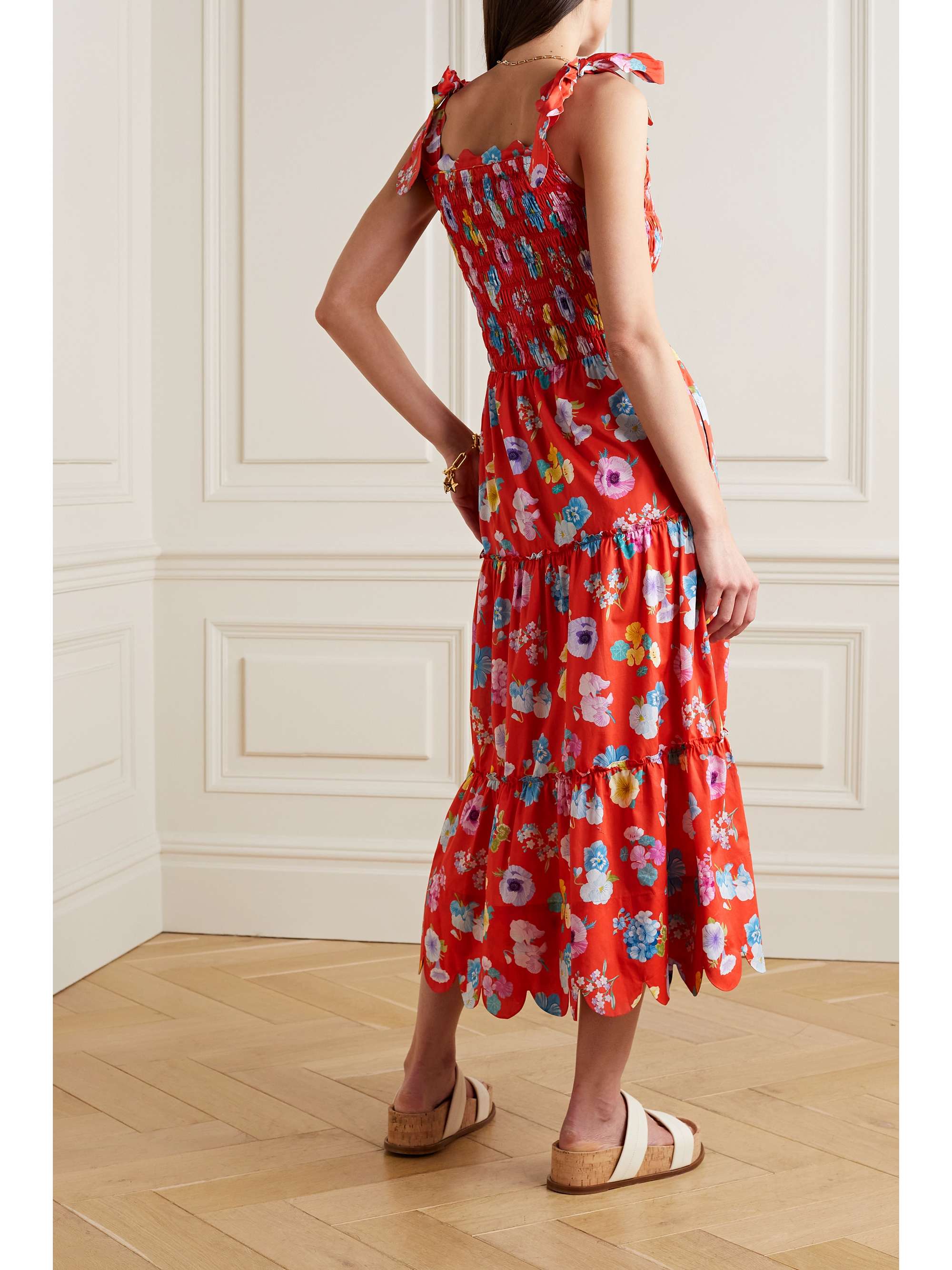 HORROR VACUI Isa Midikleid aus Baumwolle mit Blumenprint und Wellenkanten