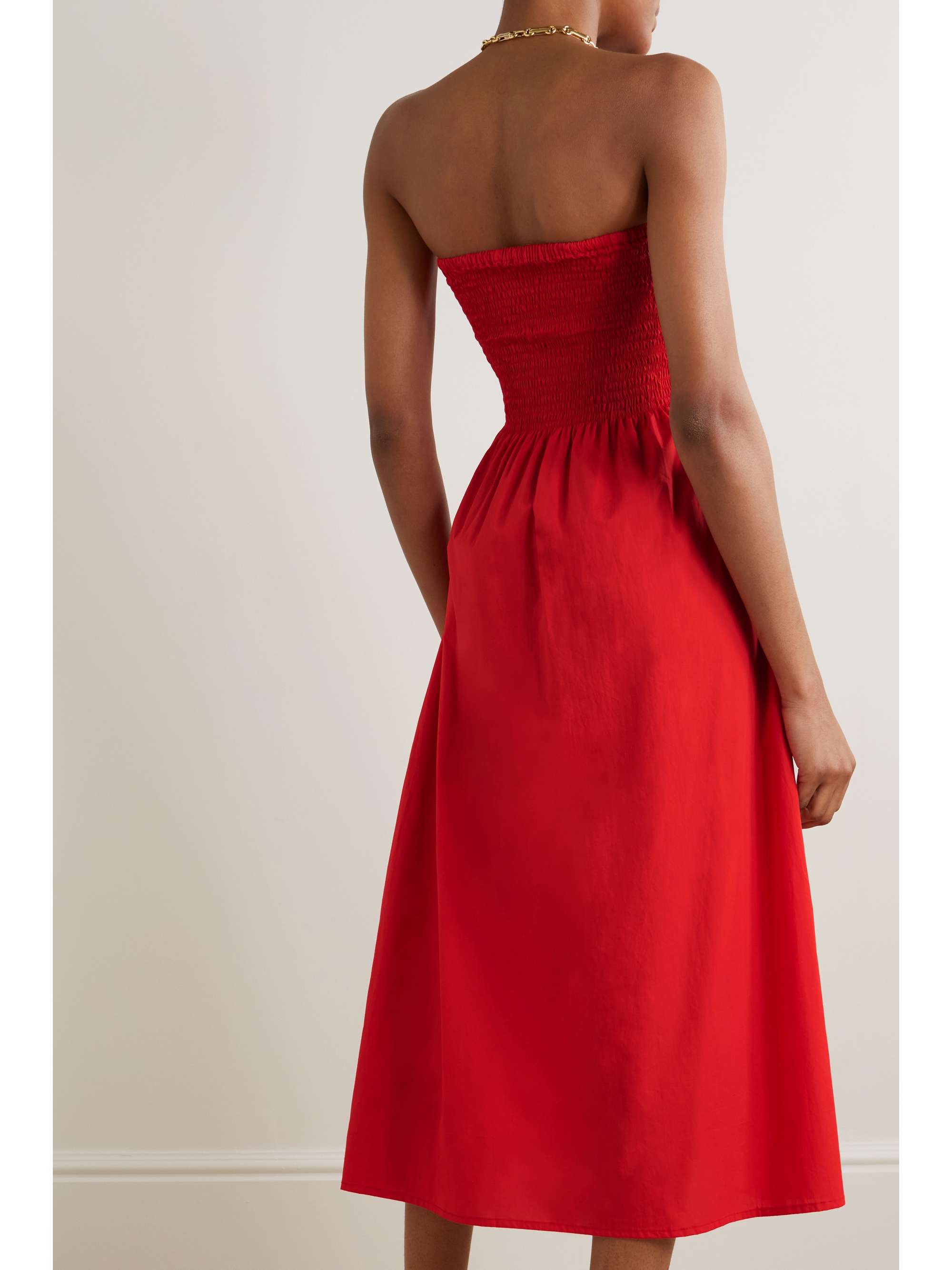 FAITHFULL THE BRAND Madella strapless smocked organic cottonpoplin