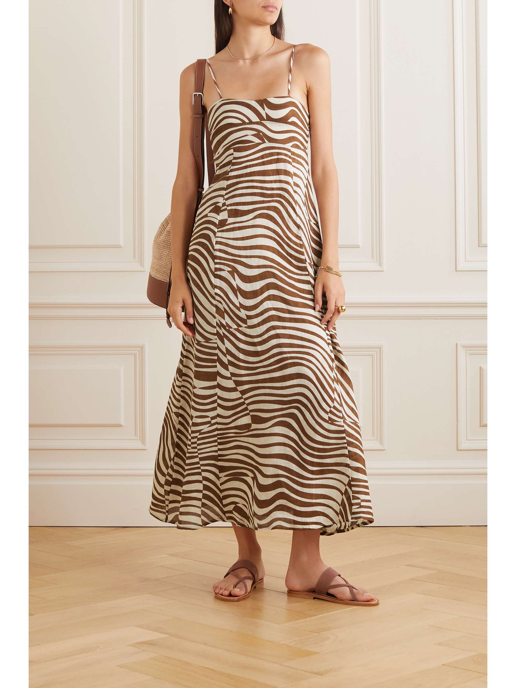 Buy Faithfull The Brand Sorso Linen Midi Dress - Brown At 30% Off