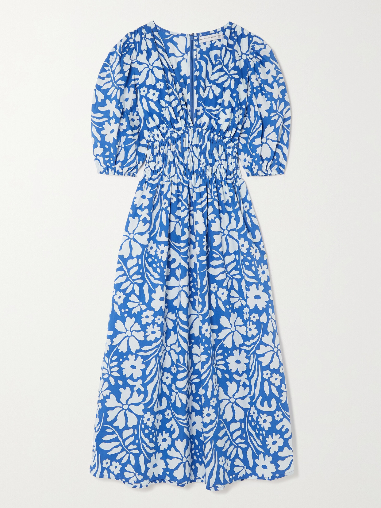 Faithfull The Brand - + Net Sustain Agnata Smocked Floral-print Organic Cotton-poplin Midi Dress - Blue