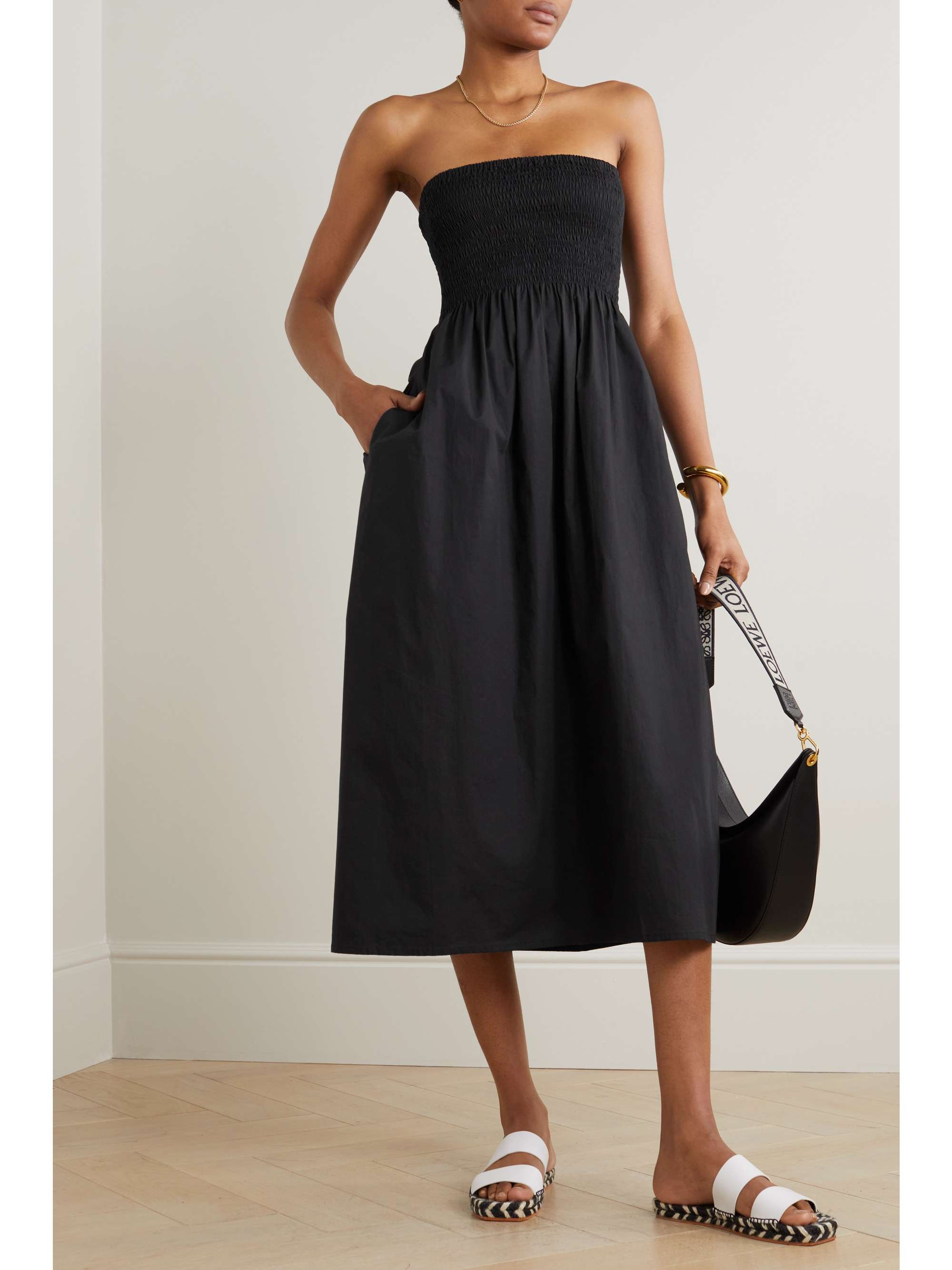 Cotton poplin midi clearance dress