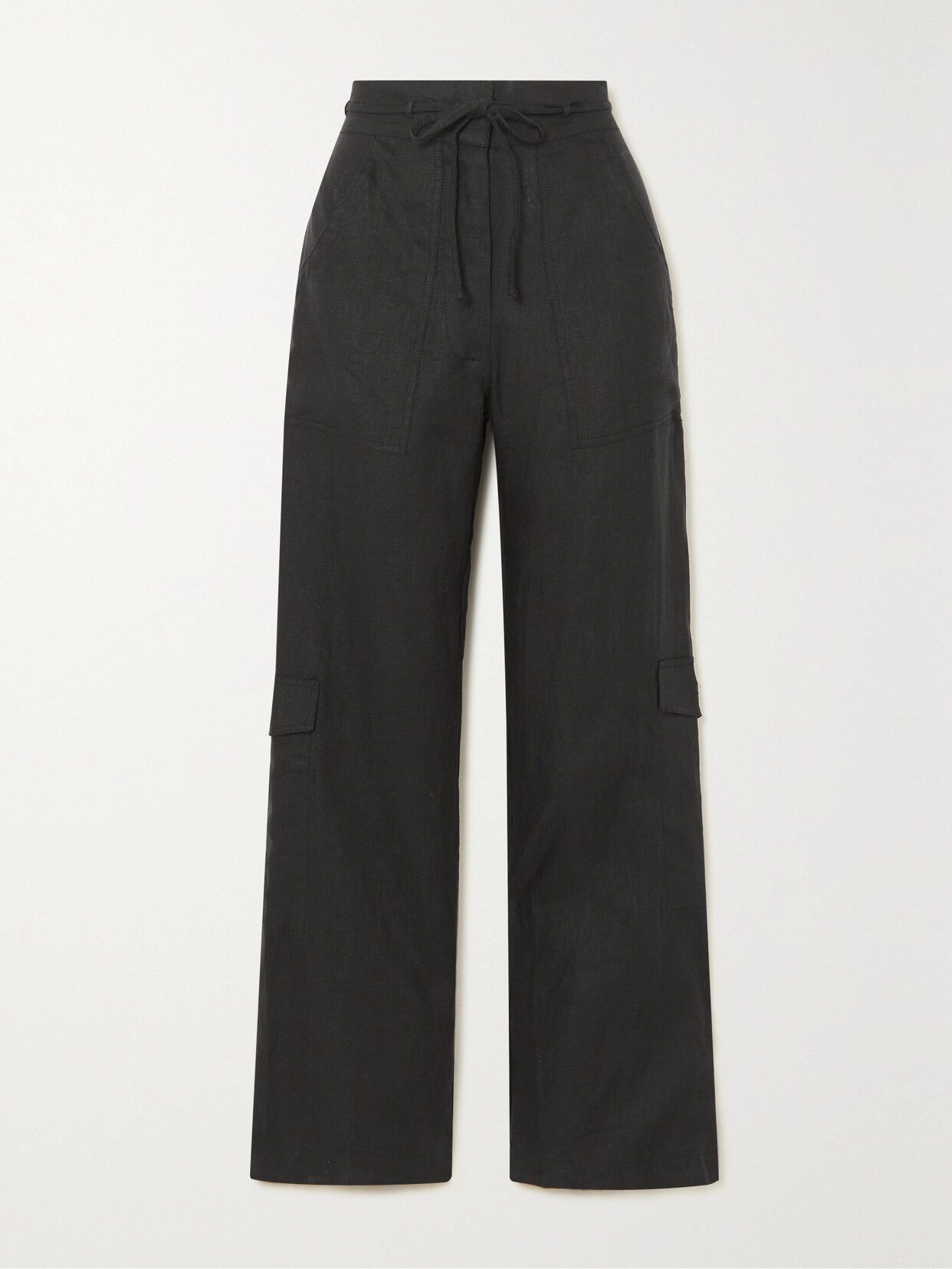 Faithfull The Brand - Relais Belted Linen Straight-leg Pants - Black