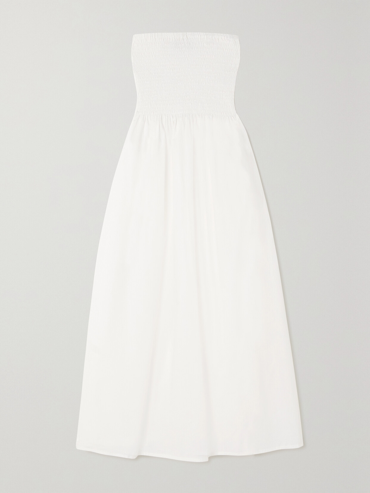 Faithfull The Brand - Madella Strapless Smocked Organic Cotton-poplin Midi Dress - White