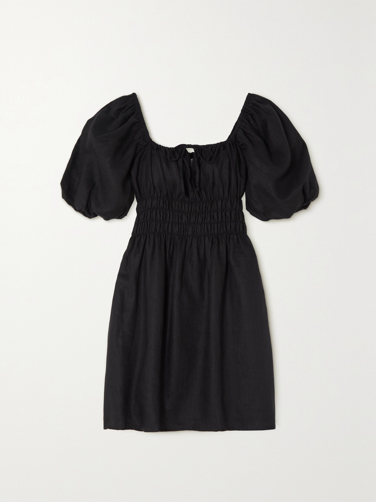 Faithfull The Brand - Nikoleta Ruffled Linen-blend Mini Dress - Black