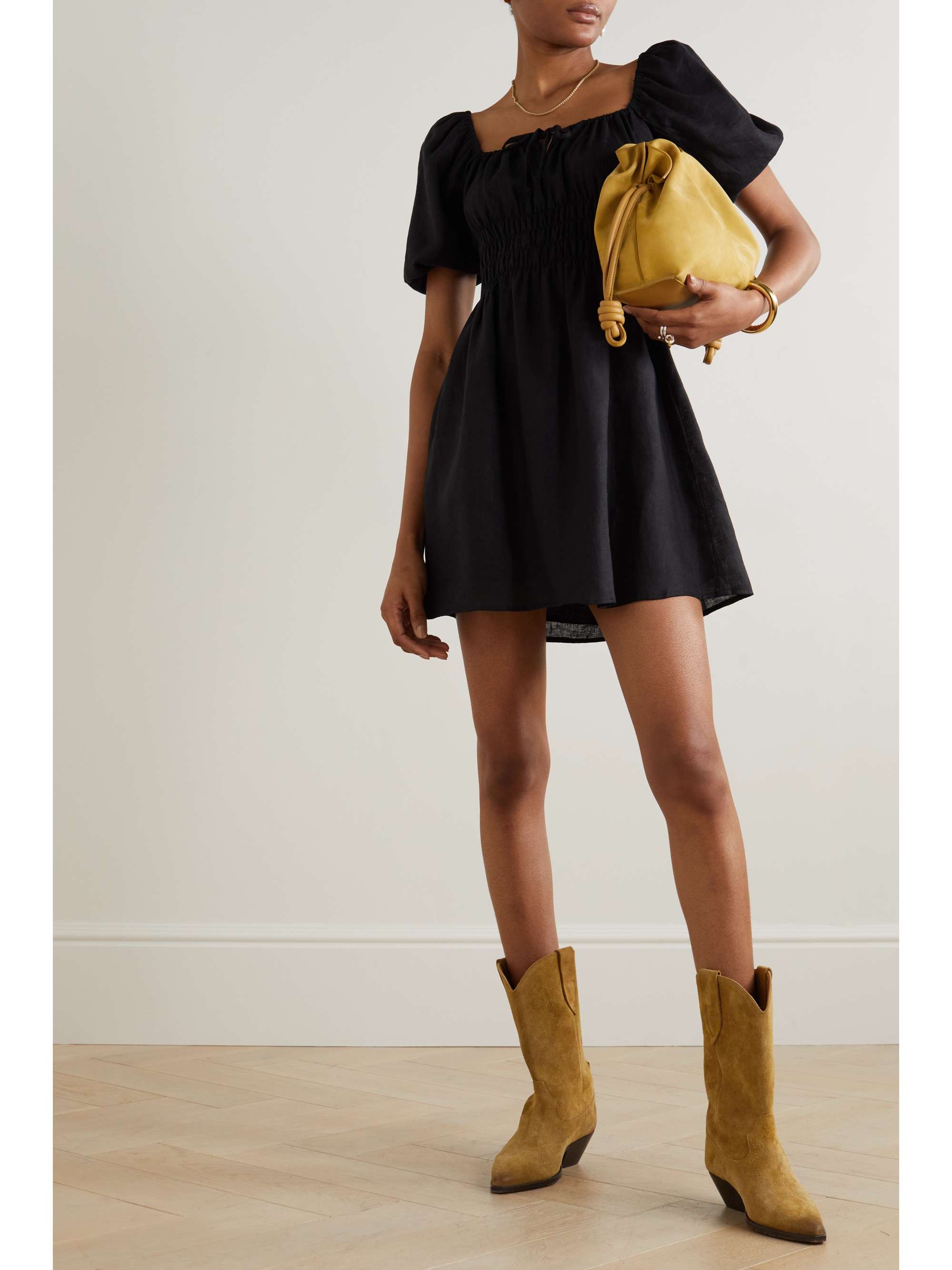 FAITHFULL THE BRAND Nikoleta ruffled linen-blend mini dress | NET-A-PORTER