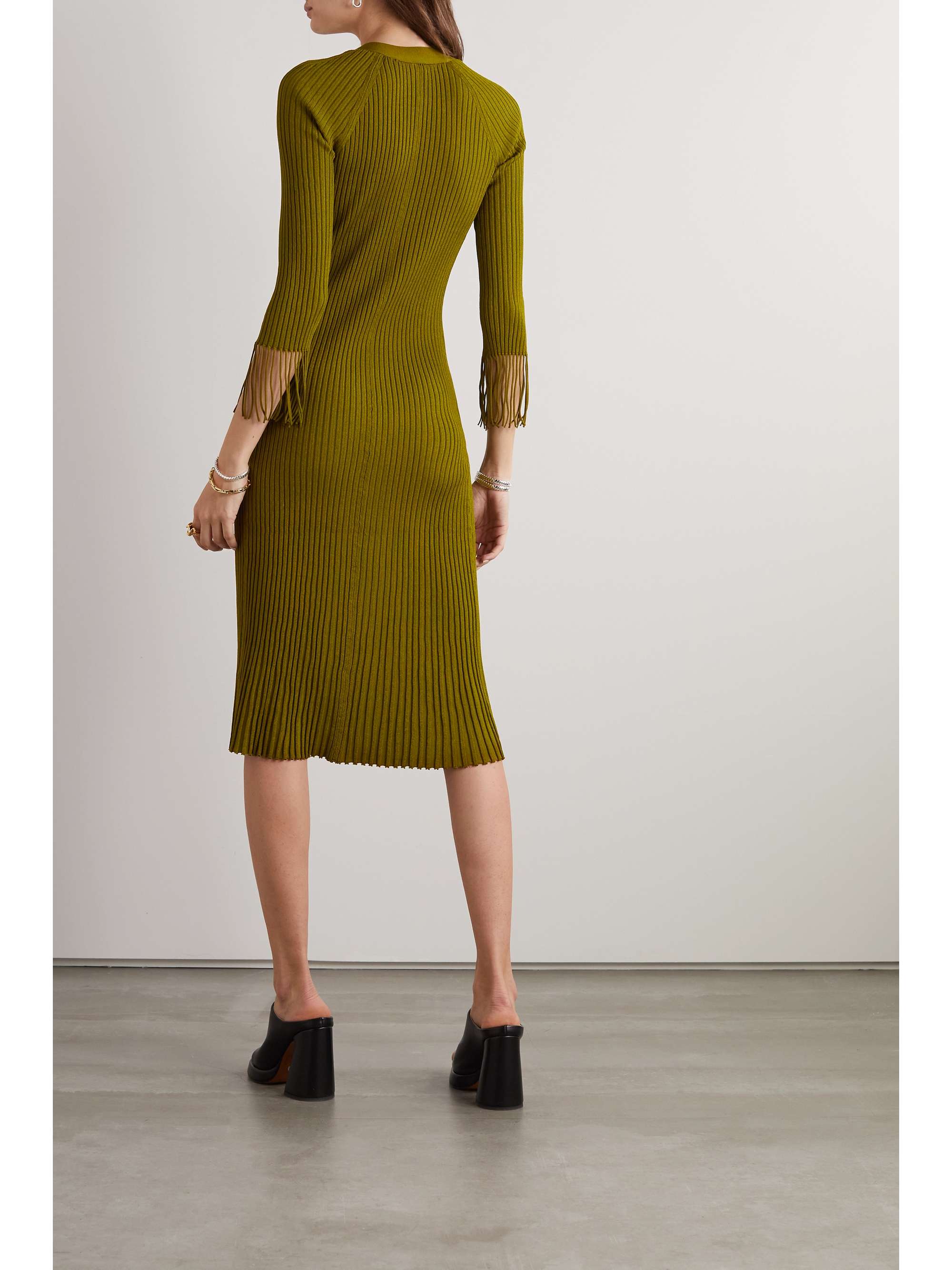 PROENZA SCHOULER Fringed ribbed-knit midi dress