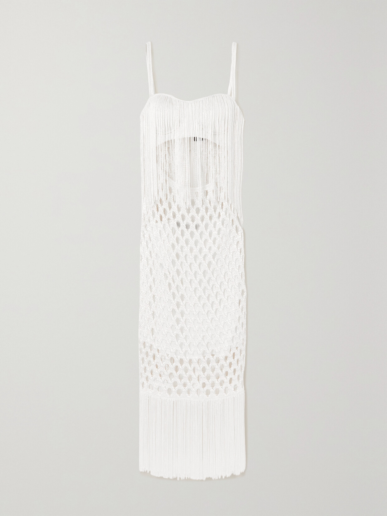 Proenza Schouler Fringed Cutout Macramé Midi Dress - White
