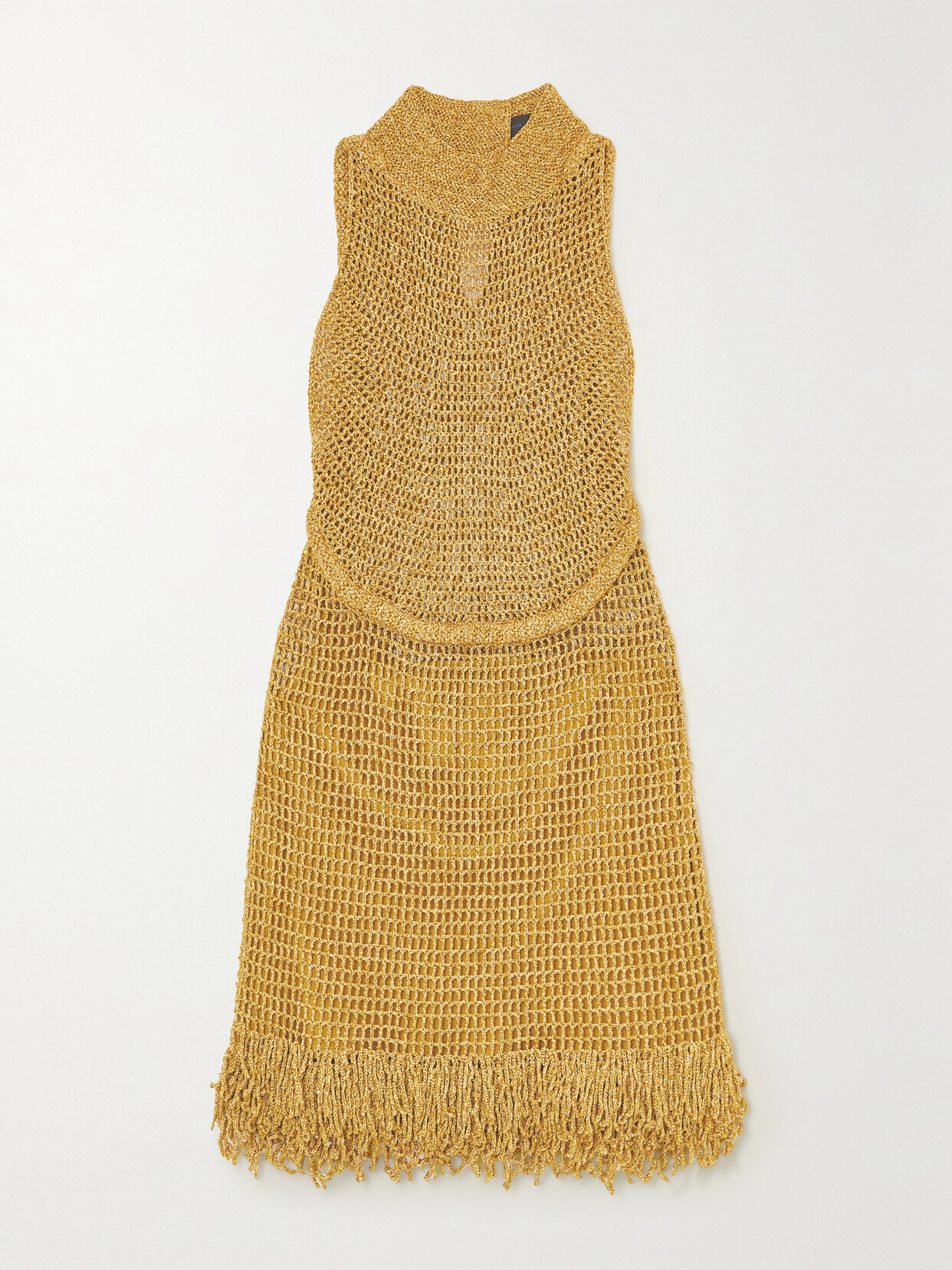 Proenza Schouler - Fringed Metallic Crocheted Dress - Gold