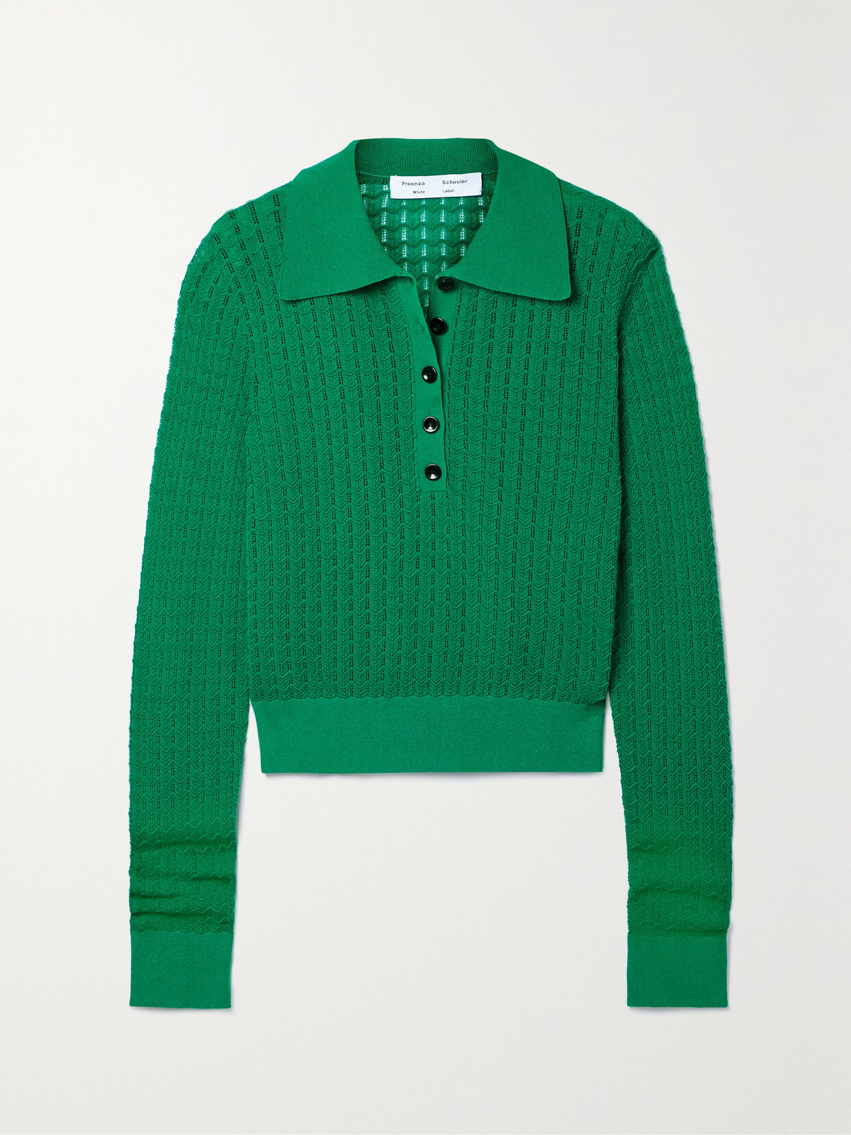 Proenza Schouler White Label - Open-knit Cotton-blend Polo Sweater - Green