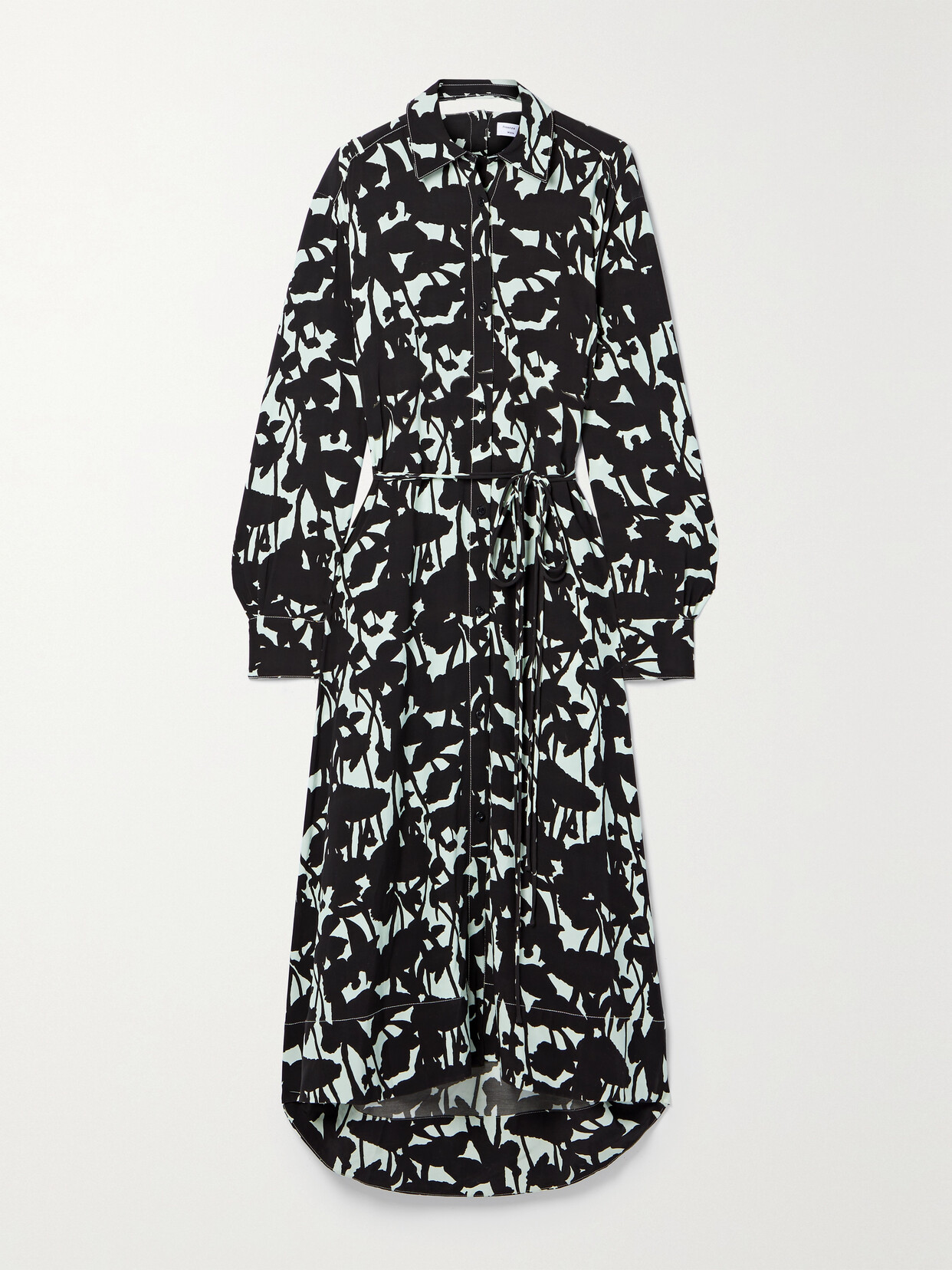 Proenza Schouler White Label - Belted Printed Poplin Midi Shirt Dress - Black