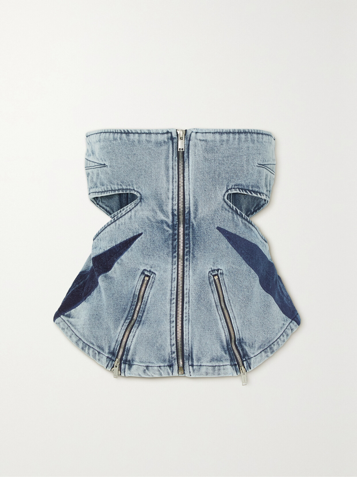 Dion Lee - Strapless Cutout Paneled Denim Top - Blue