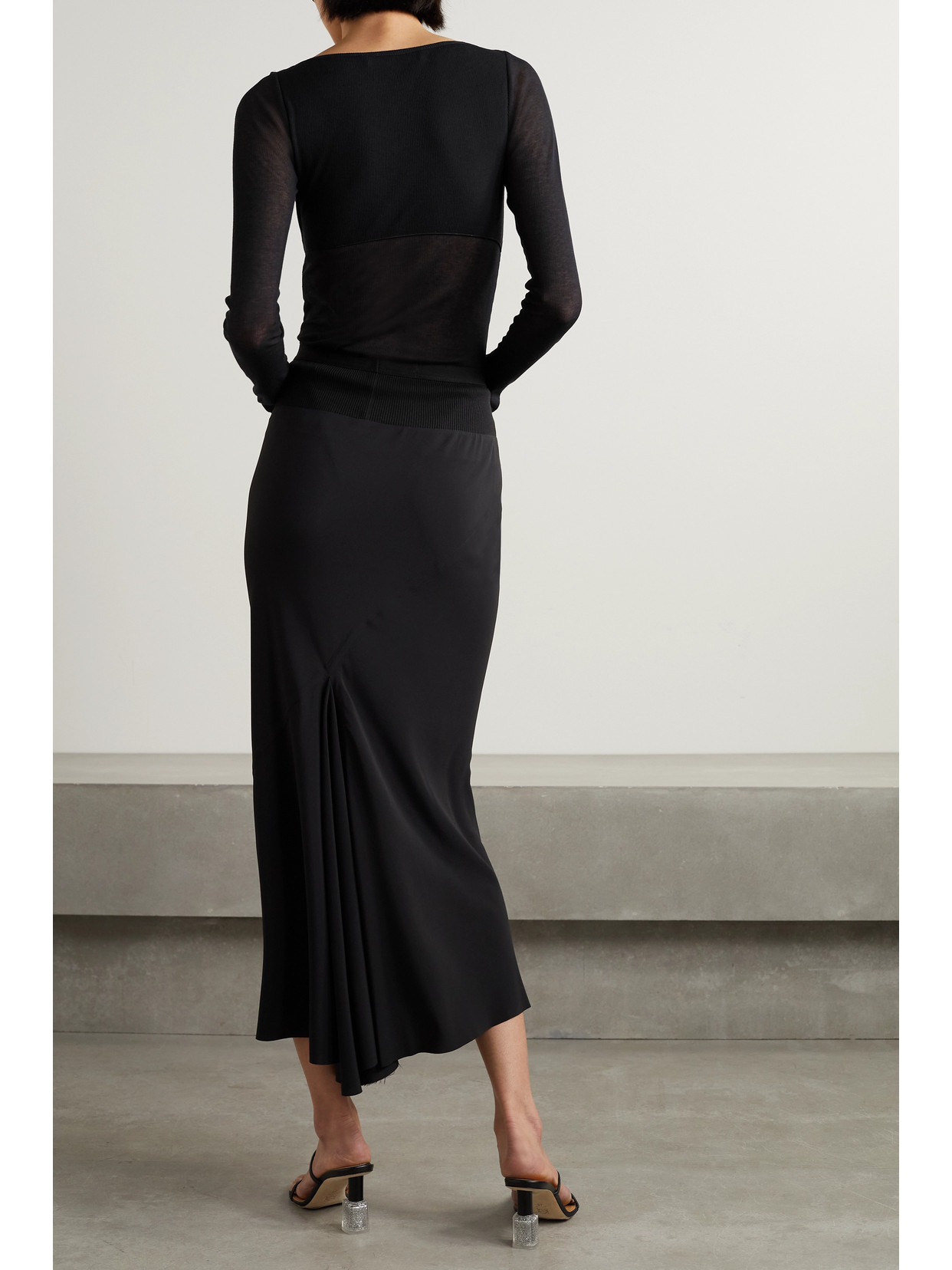 Dion Lee Layered Cutout Ribbed Cotton-blend Bodysuit In Black