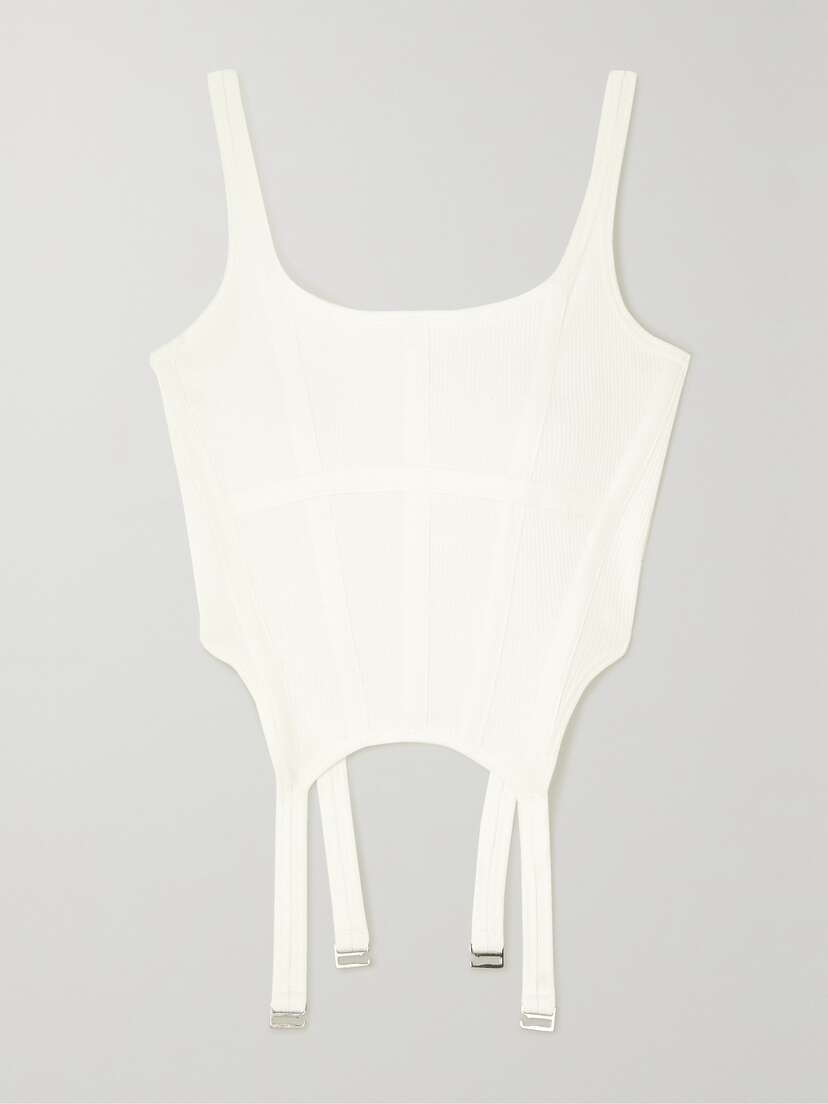 Dion Lee Combat Grosgrain-trimmed Ribbed Stretch-cotton Jersey Tank