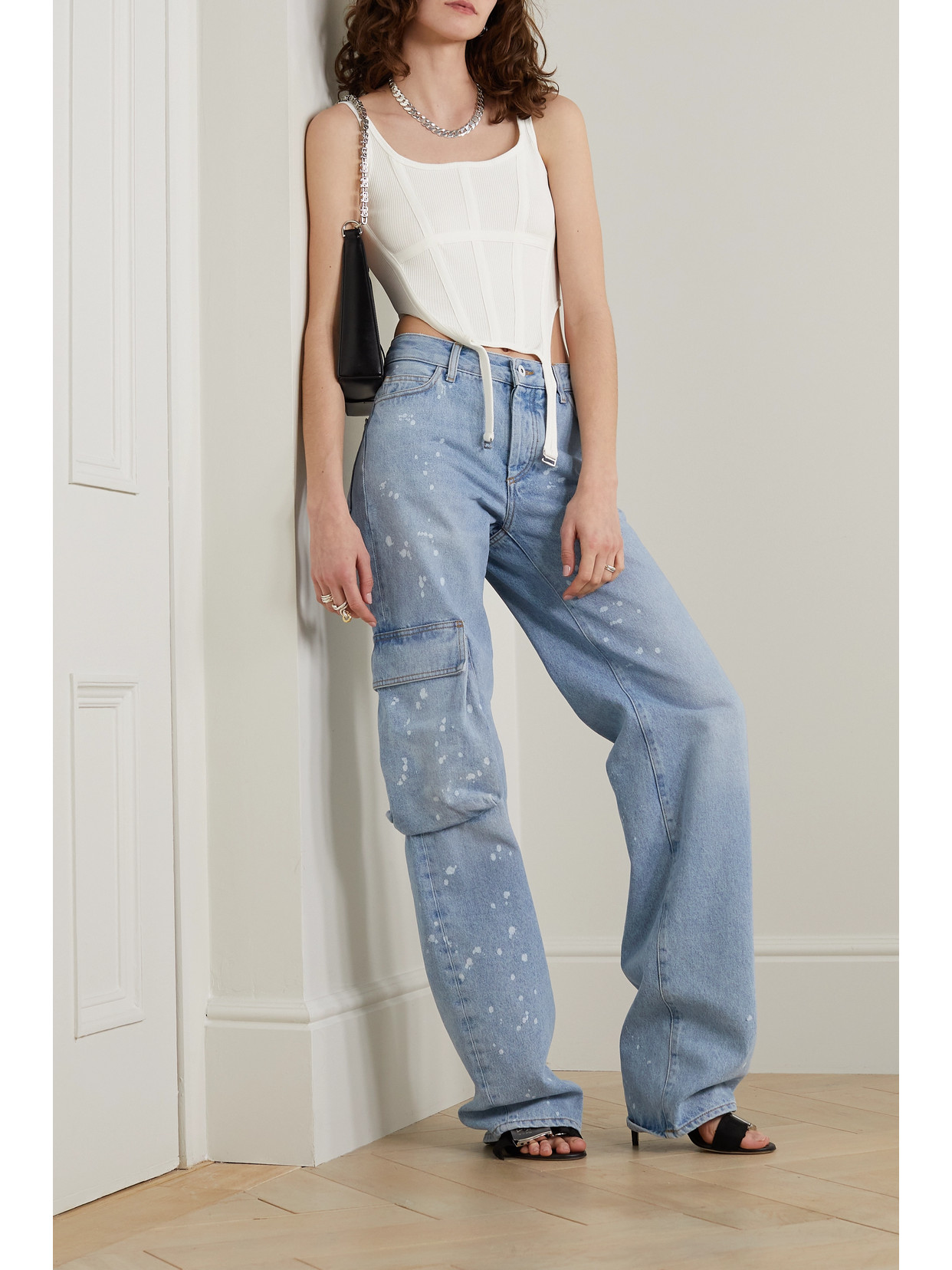 Dion Lee Combat Grosgrain-trimmed Ribbed Stretch-cotton Jersey Tank In Ivory