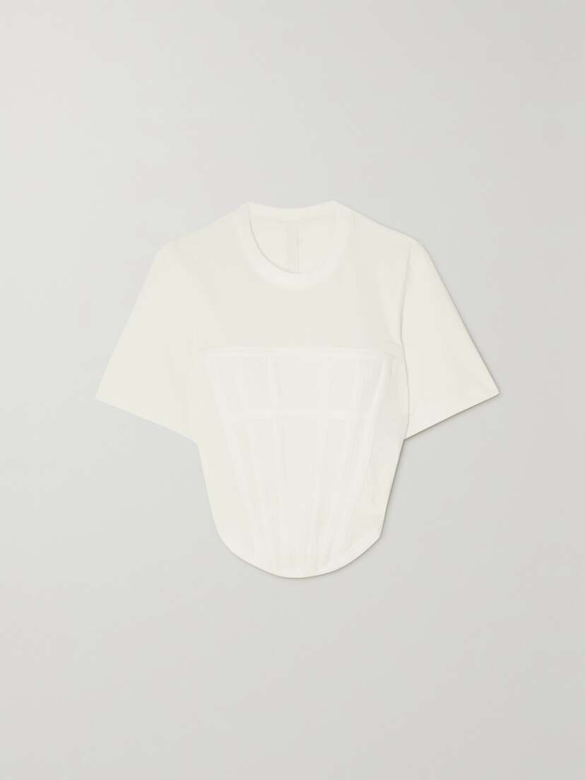 Dion Lee Cropped Grosgrain-trimmed Ribbed Stretch-cotton Jersey T-shirt - xx large