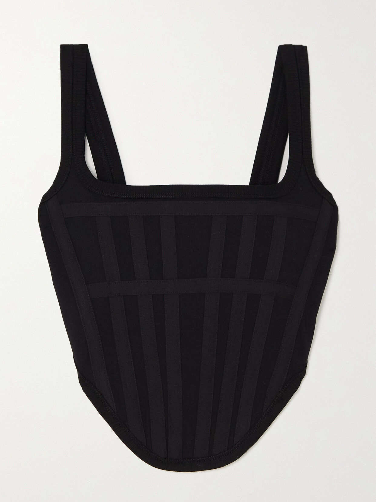 Dion Lee - Canvas-trimmed Knitted Cotton Bustier Top - Black