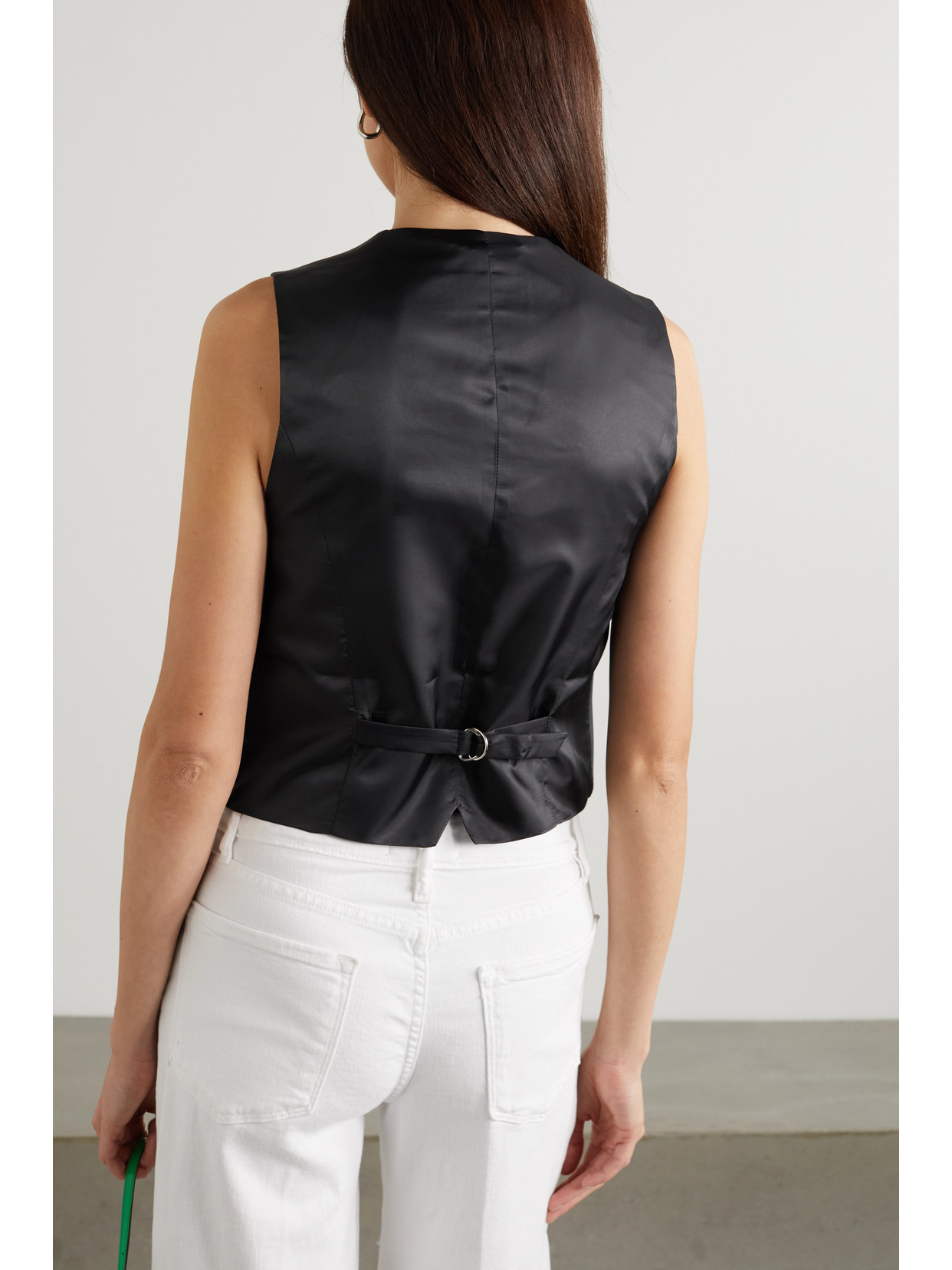 The Frankie Shop Gelso Grain De Poudre And Satin Vest In Gray