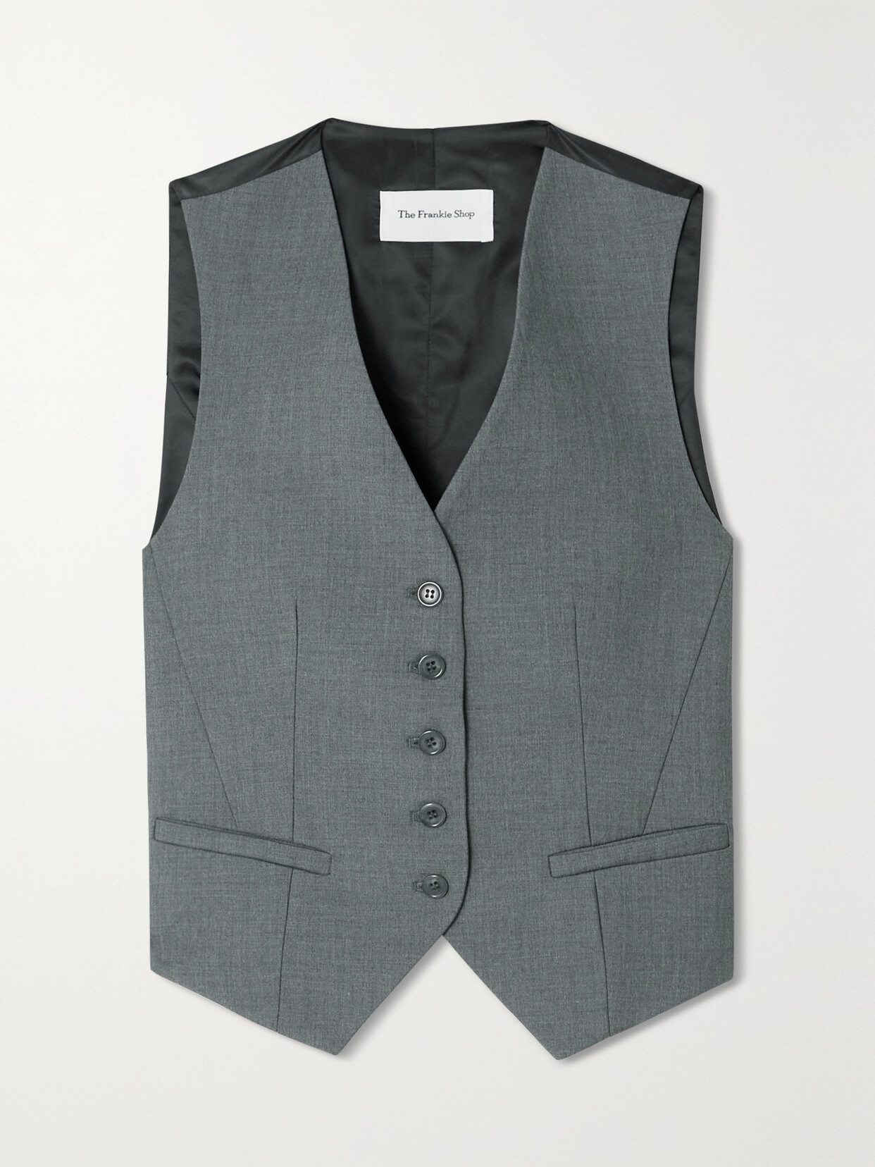 Shop The Frankie Shop Gelso Grain De Poudre And Satin Vest In Gray