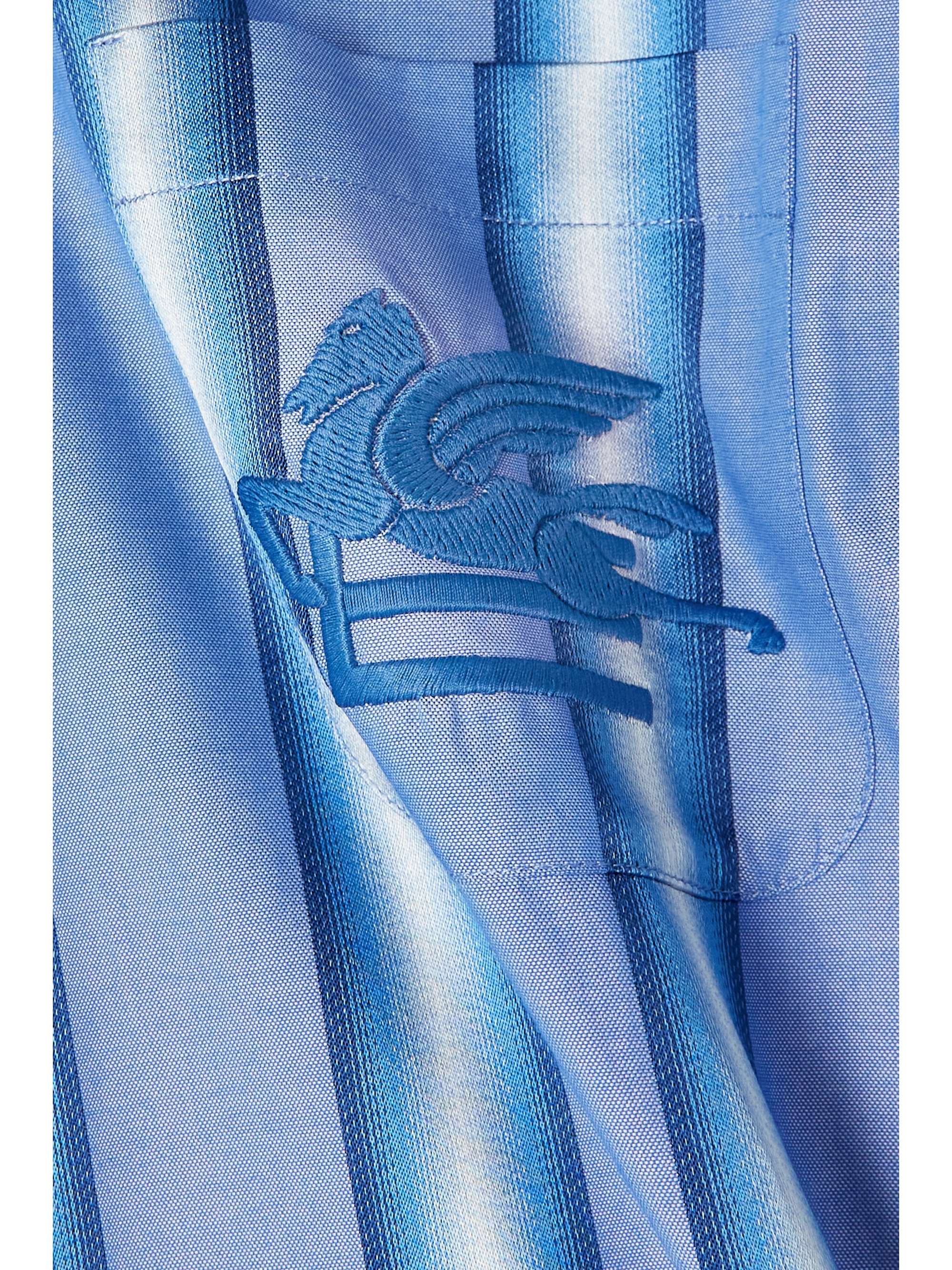 ETRO Off-the-shoulder embroidered striped cotton and silk-blend mini shirt dress