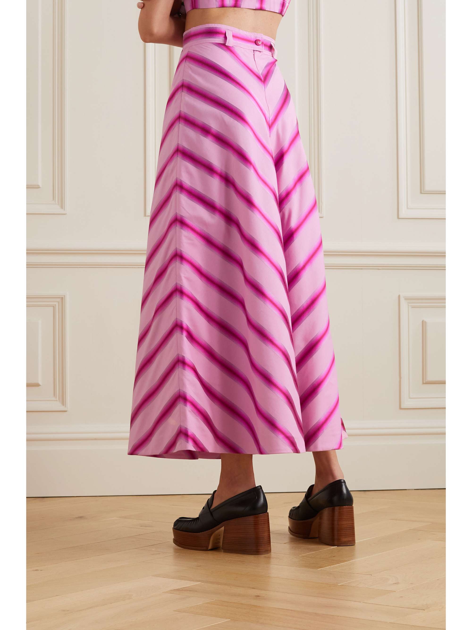 ETRO Striped cotton and silk-blend midi skirt