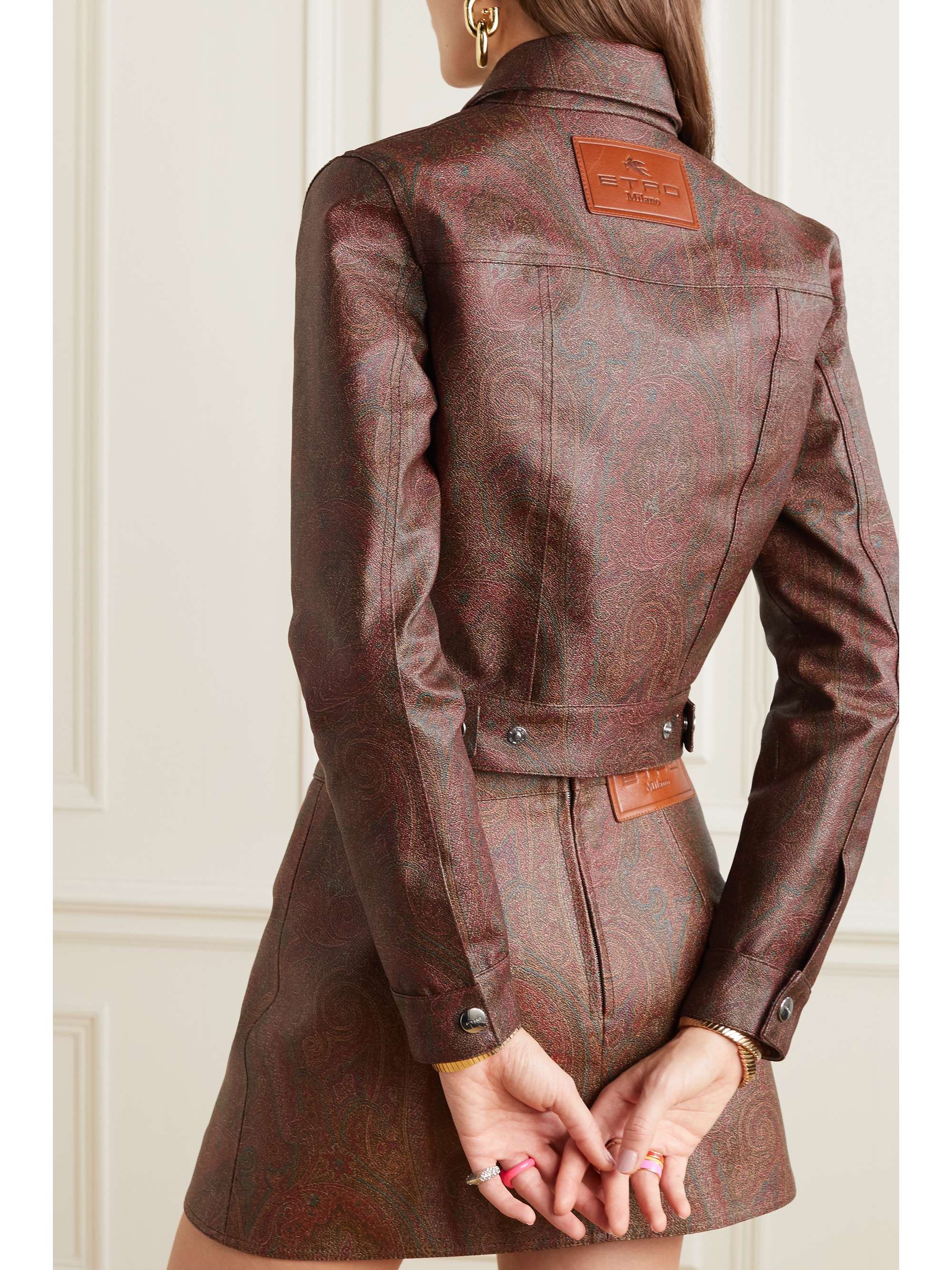 ETRO Cropped paisley-print coated cotton-blend canvas jacket