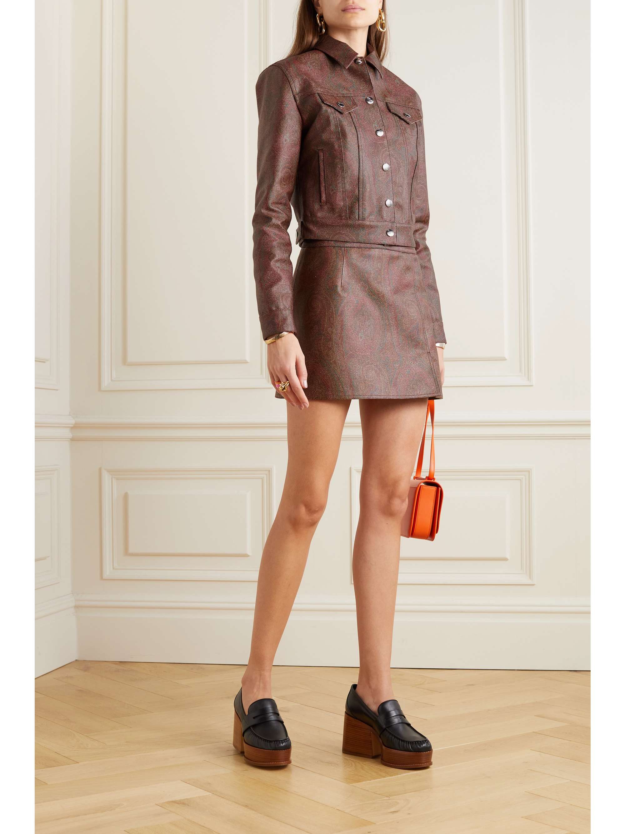 ETRO Cropped paisley-print coated cotton-blend canvas jacket