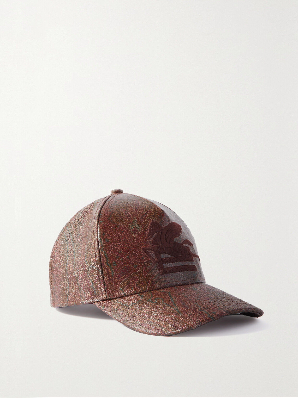 Etro - Embroidered Paisley-print Coated Cotton-blend Canvas Baseball Cap - Brown