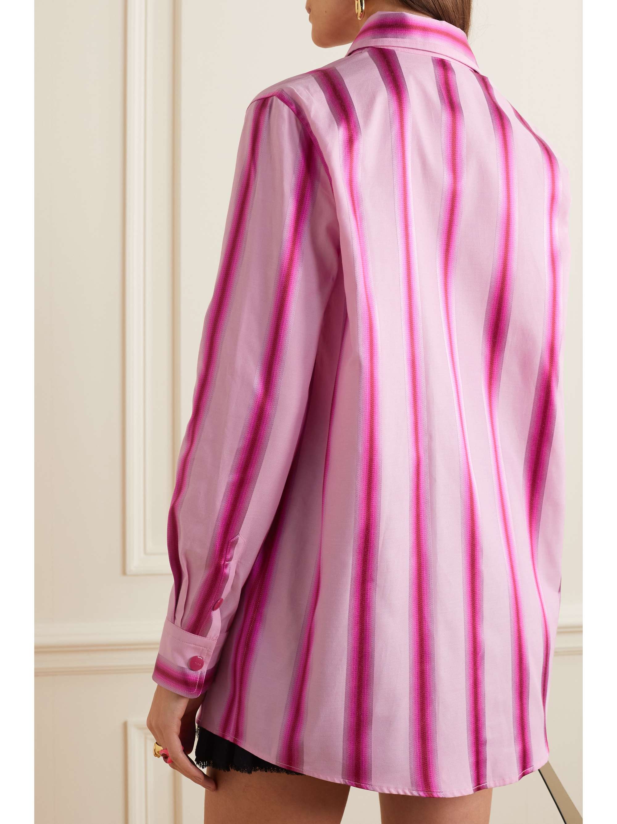 ETRO Embroidered striped cotton and silk-blend shirt