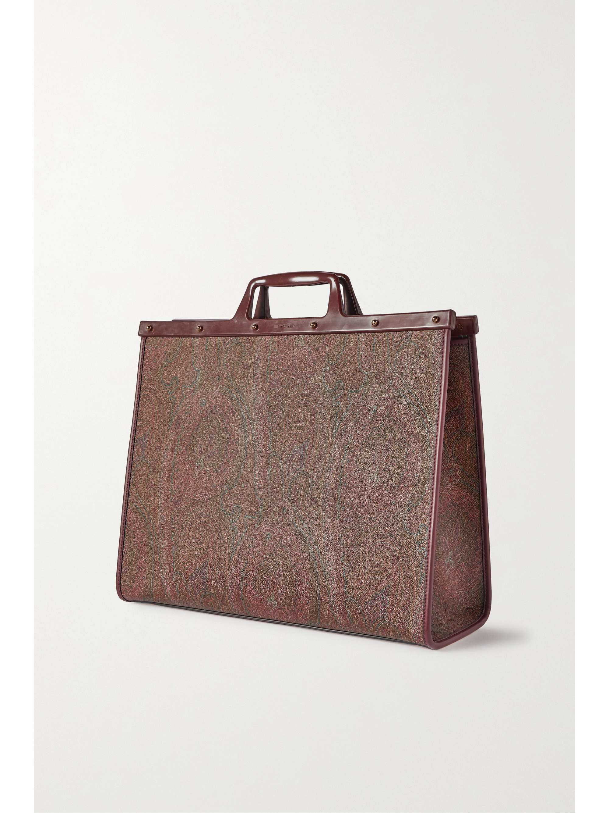 ETRO Embroidered leather-trimmed paisley-print coated-canvas shoulder bag