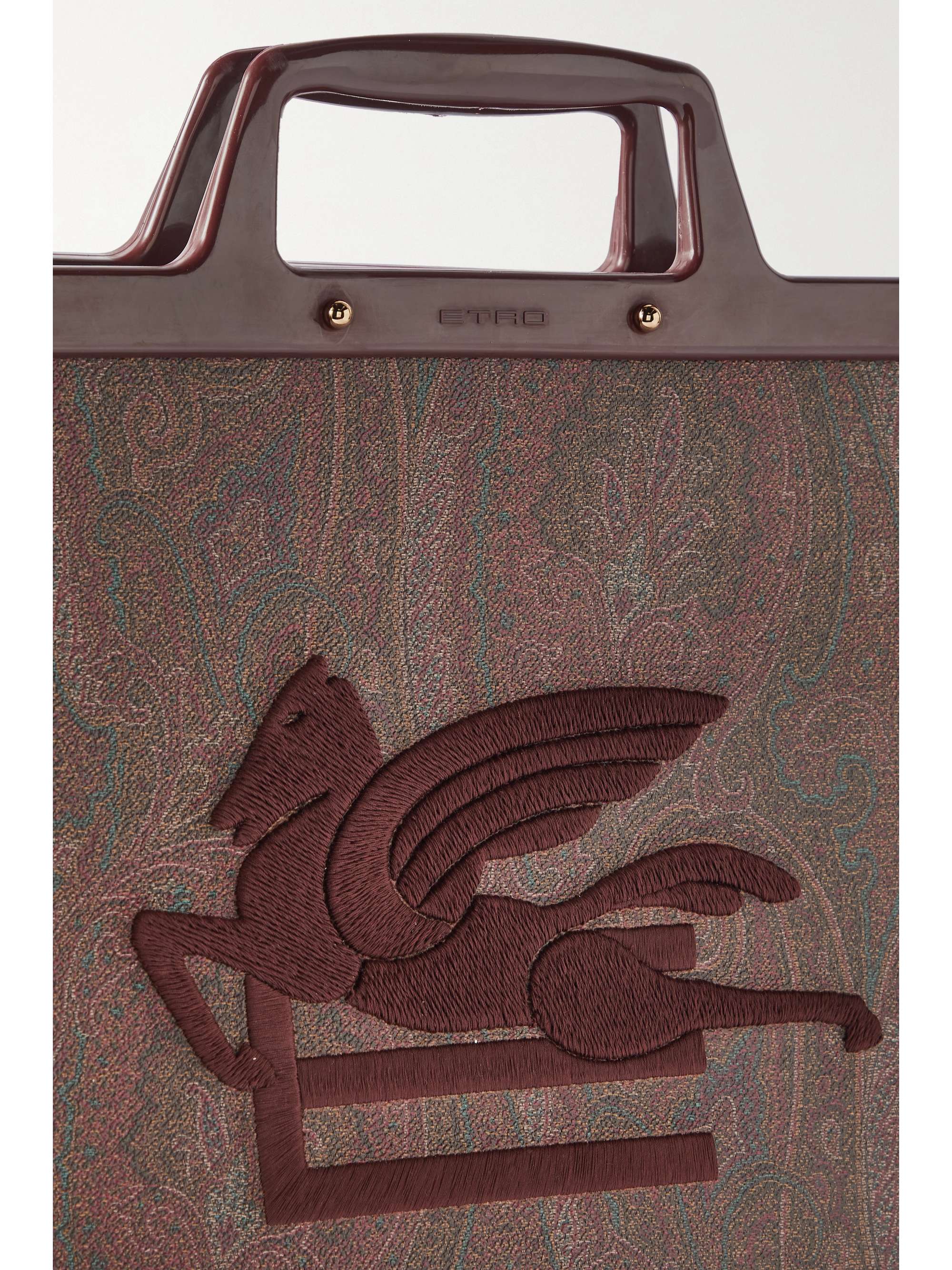ETRO Embroidered leather-trimmed paisley-print coated-canvas shoulder bag