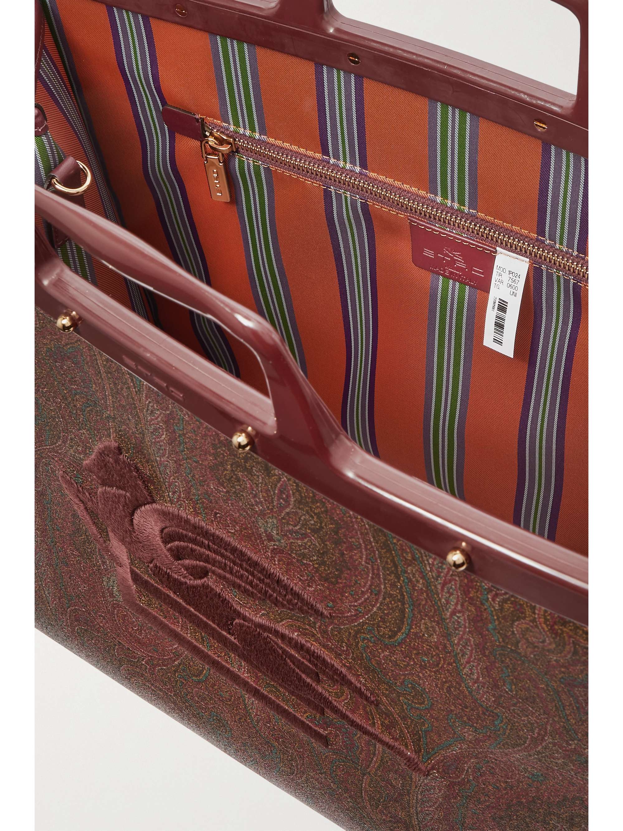ETRO Embroidered leather-trimmed paisley-print coated-canvas shoulder bag