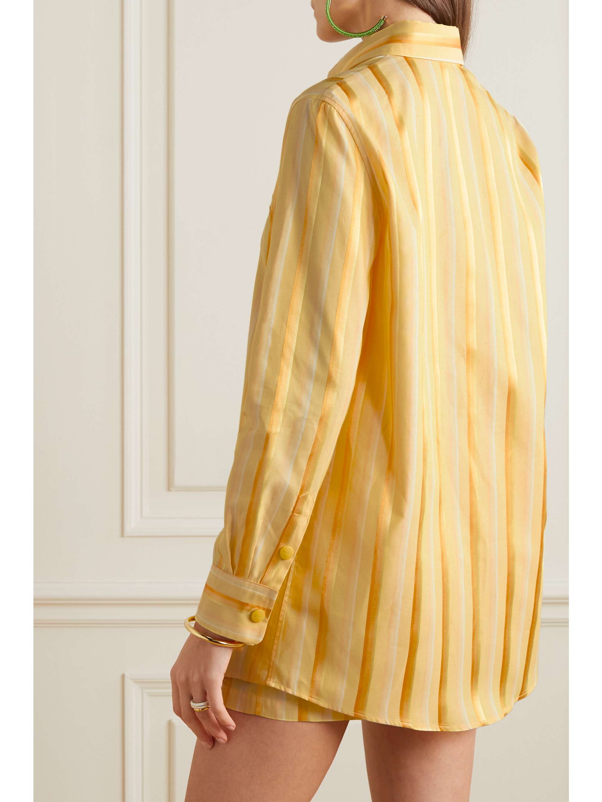 ETRO Embroidered striped cotton and silk-blend shirt