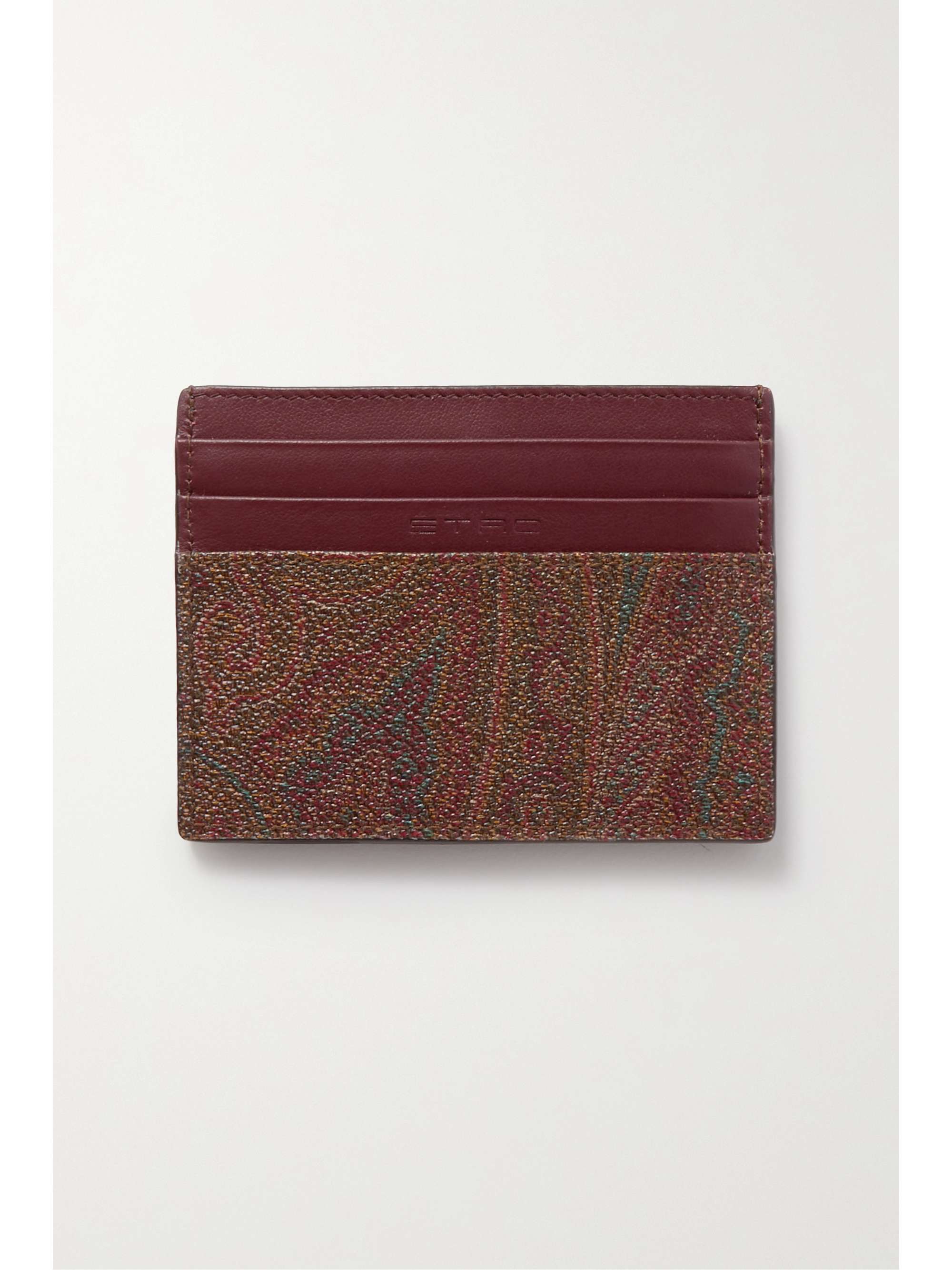 ETRO Smooth and embroidered paisley-print textured-leather cardholder