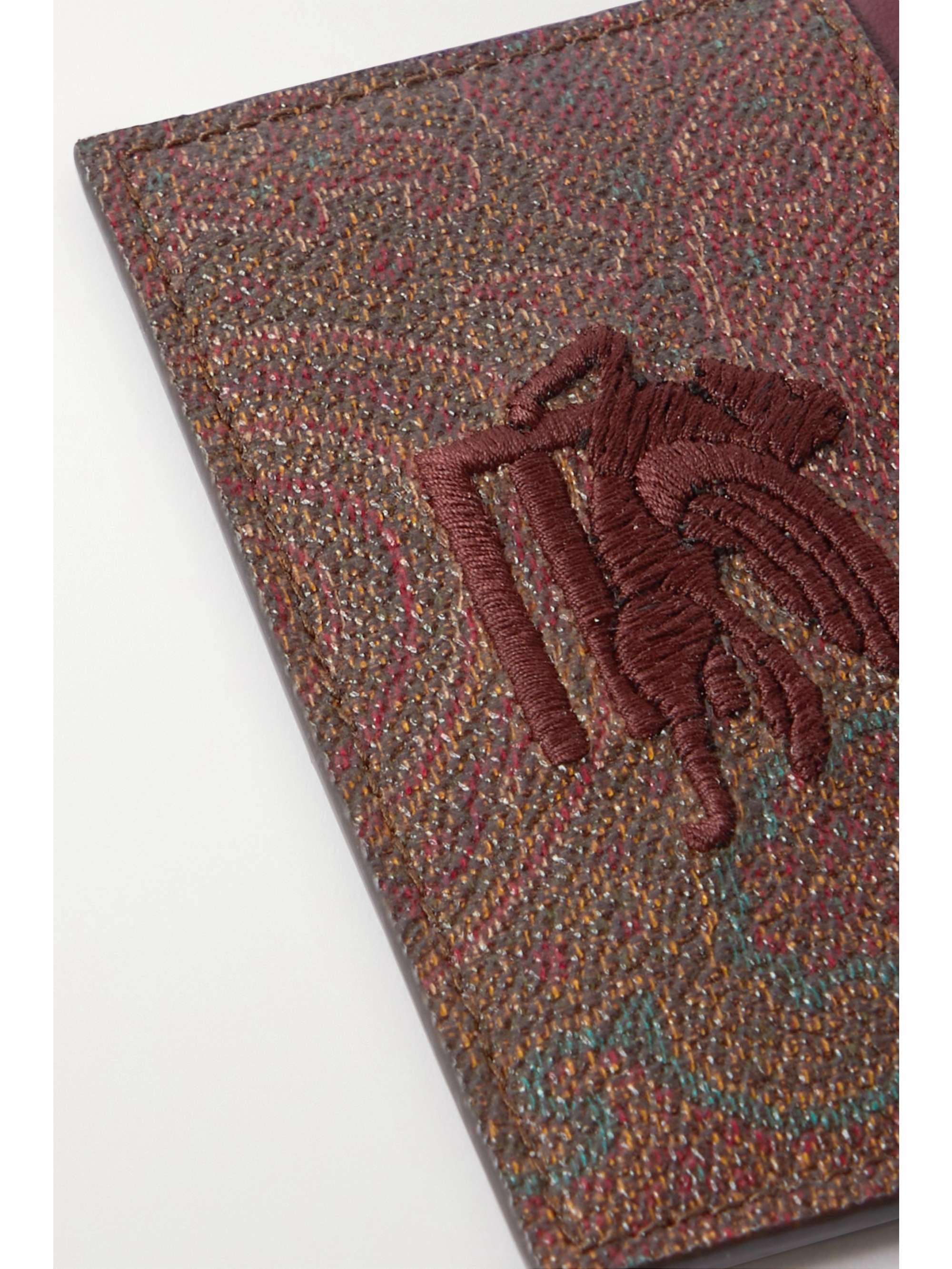 ETRO Smooth and embroidered paisley-print textured-leather cardholder