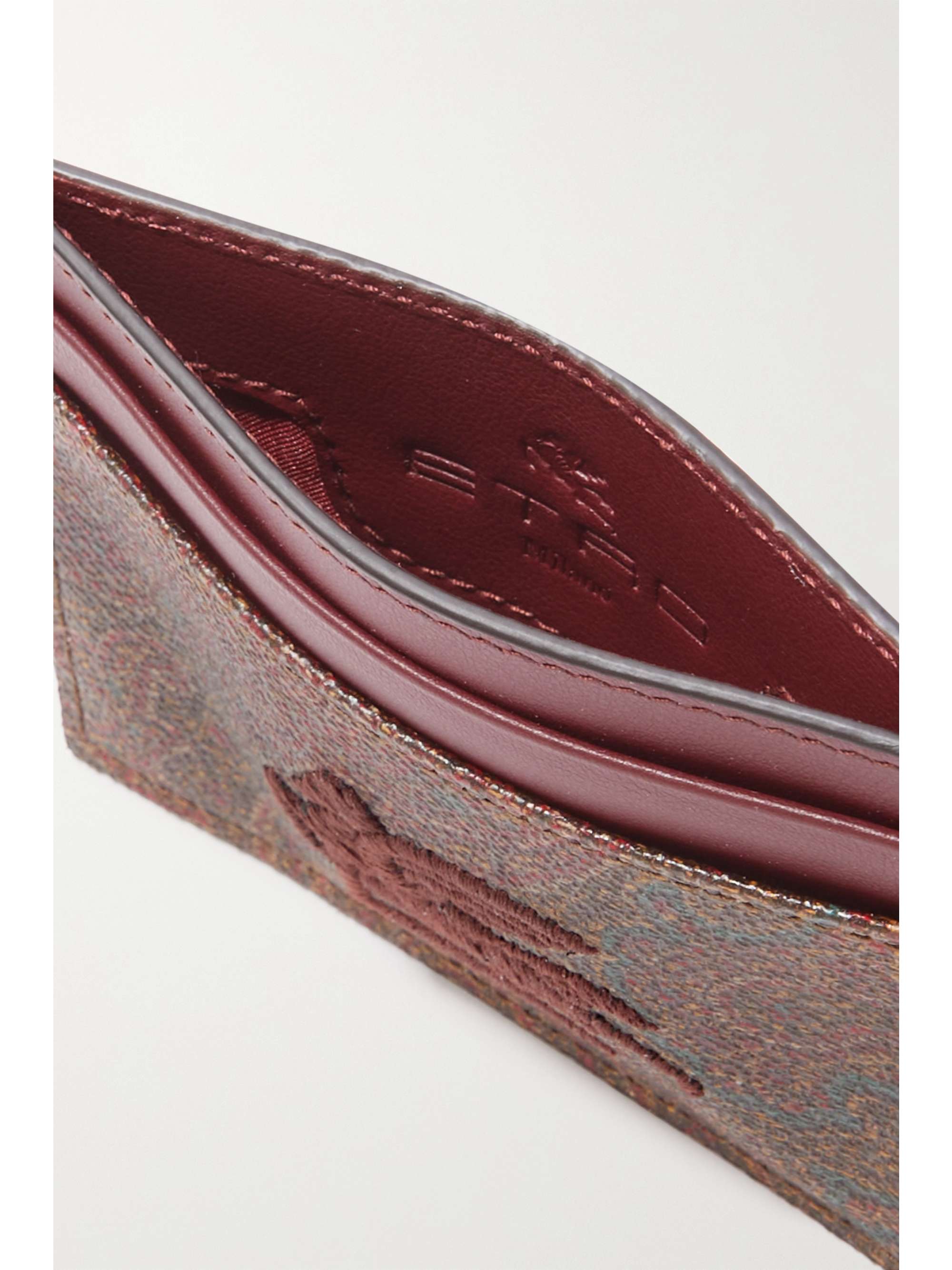 ETRO Smooth and embroidered paisley-print textured-leather cardholder