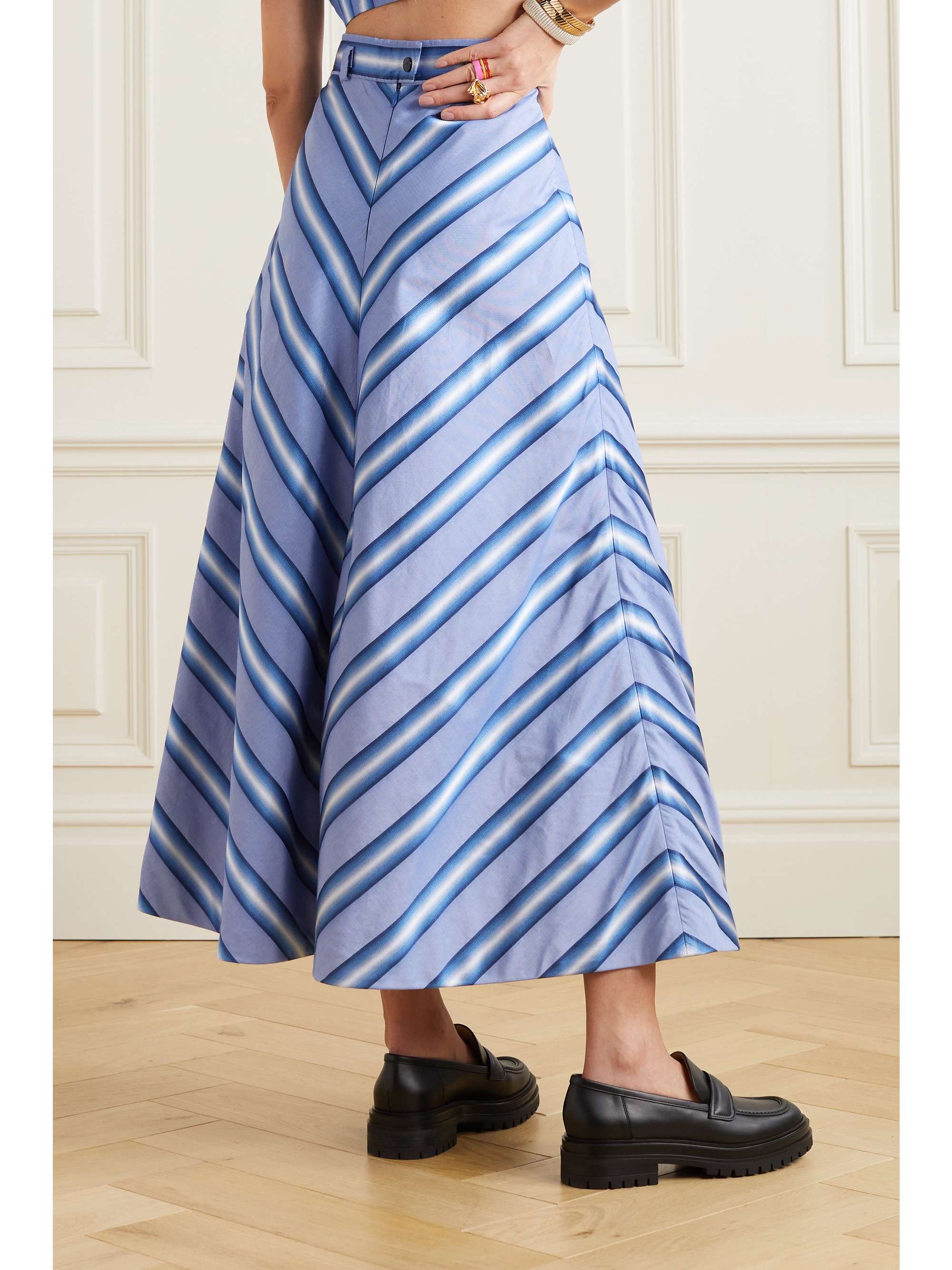 ETRO Striped cotton and silk-blend midi skirt
