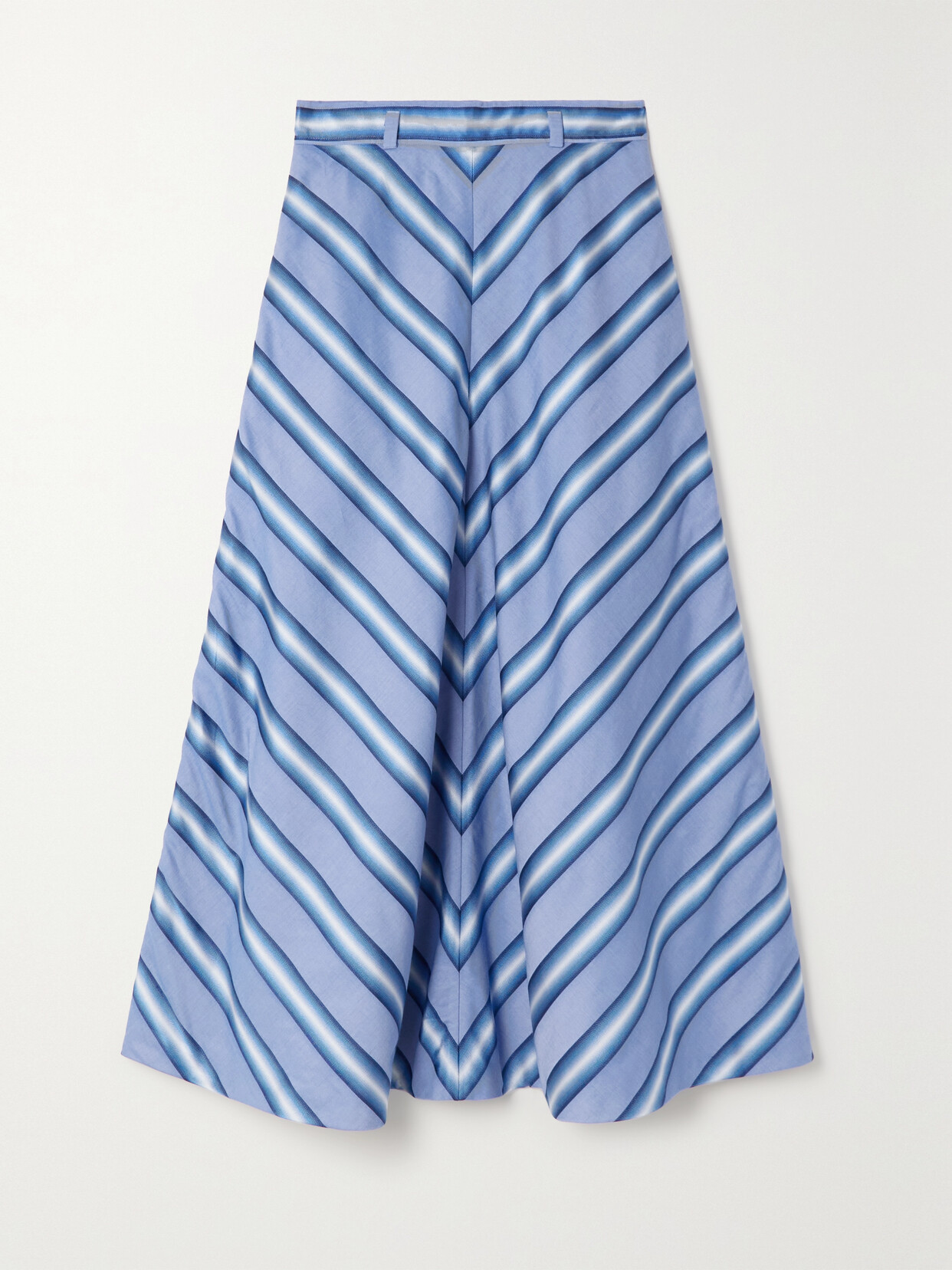 Etro - Striped Cotton And Silk-blend Midi Skirt - Blue