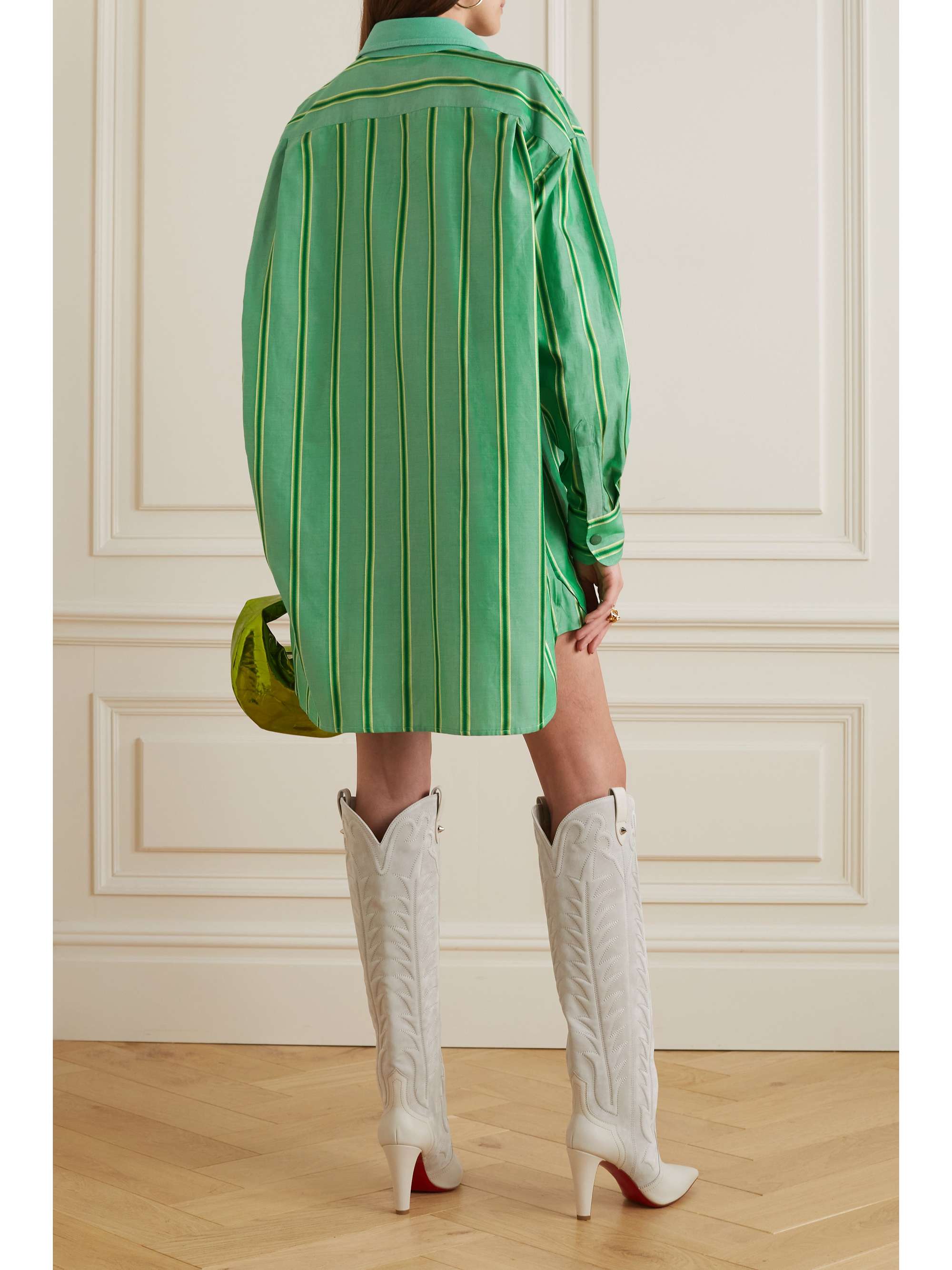 ETRO Oversized embroidered striped cotton and silk-blend shirt