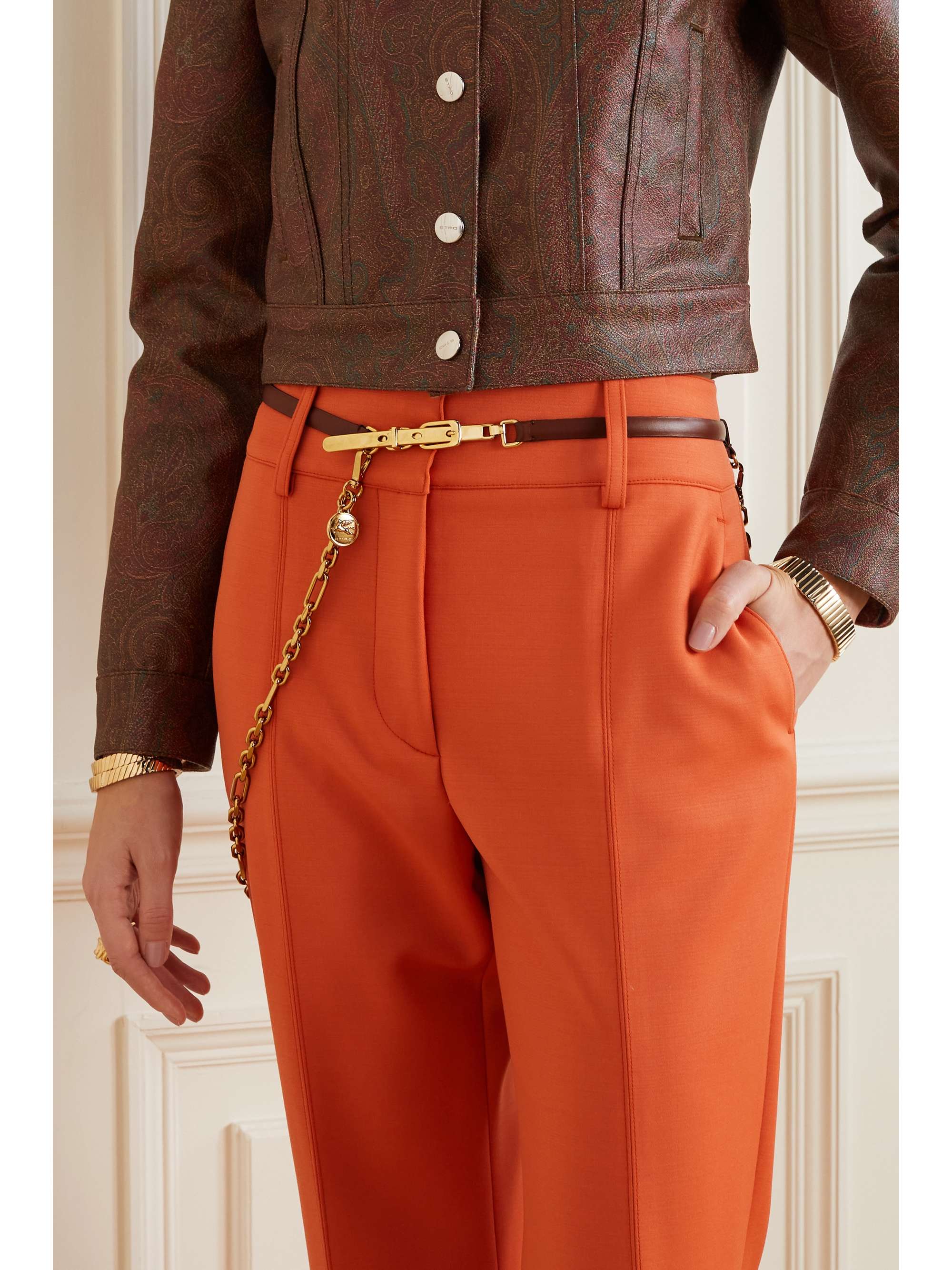 ETRO Chain-embellished leather belt