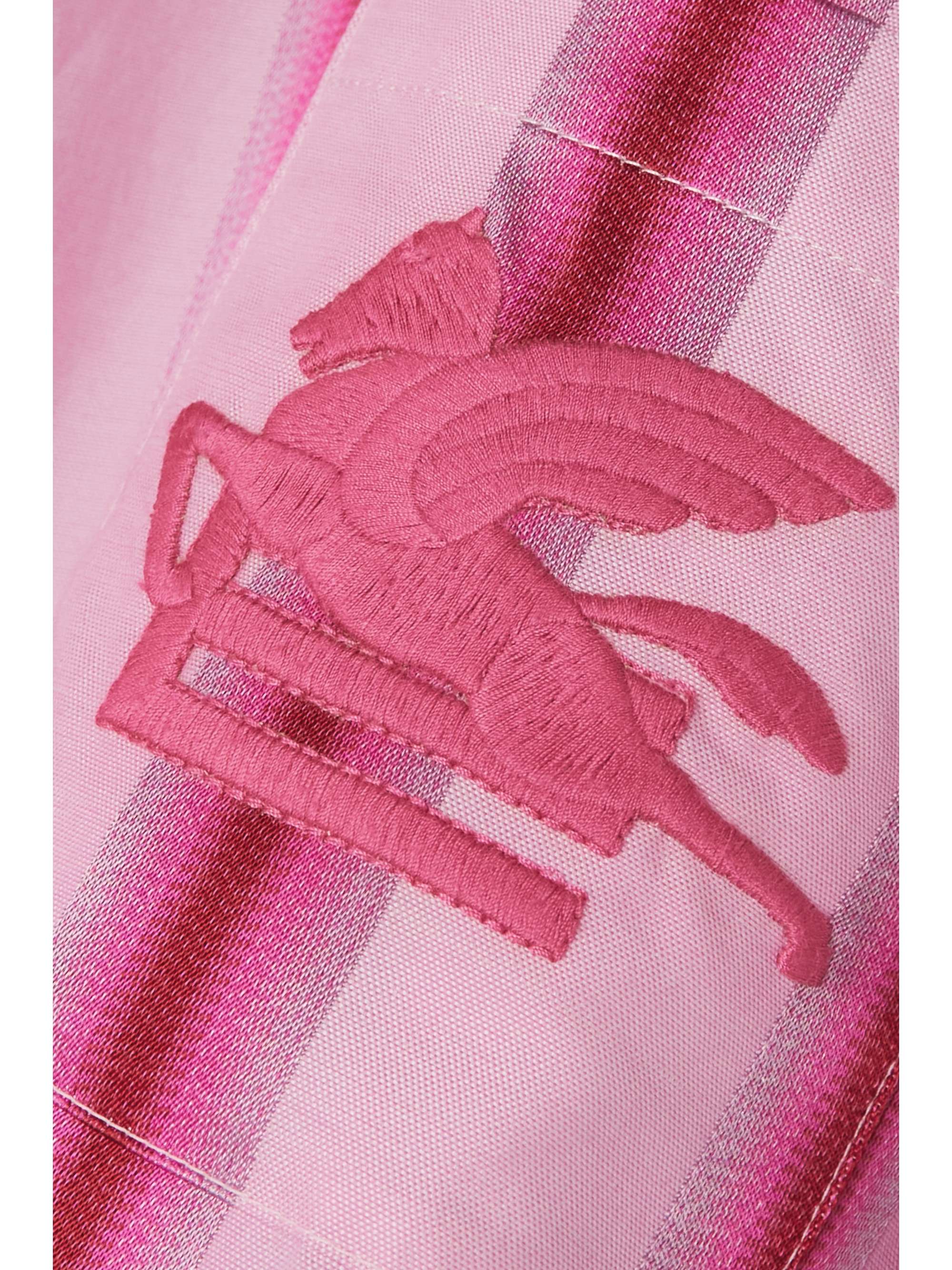 ETRO Oversized embroidered striped cotton and silk-blend shirt