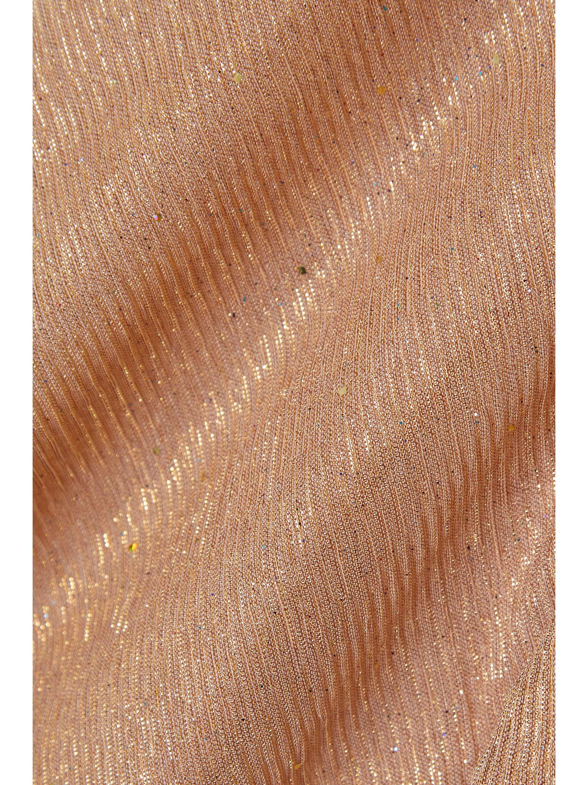 TALBOT RUNHOF Cape-effect twist-front sequin-embellished metallic voile gown